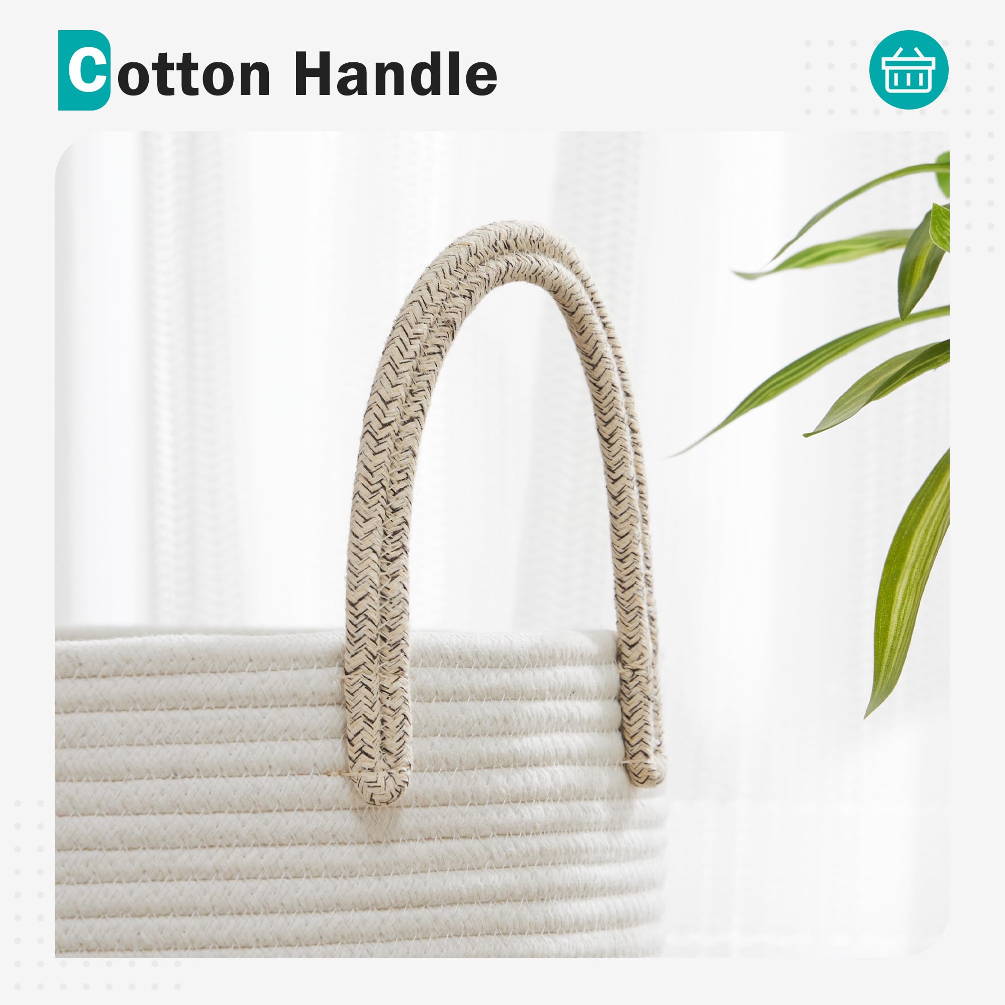 cotton Rope Laundry Hamper by YOUDENOVA  58L - Woven collapsible clothes Storage Basket for Blankets  Laundry Room Organizing  Bedroom  Brown & White