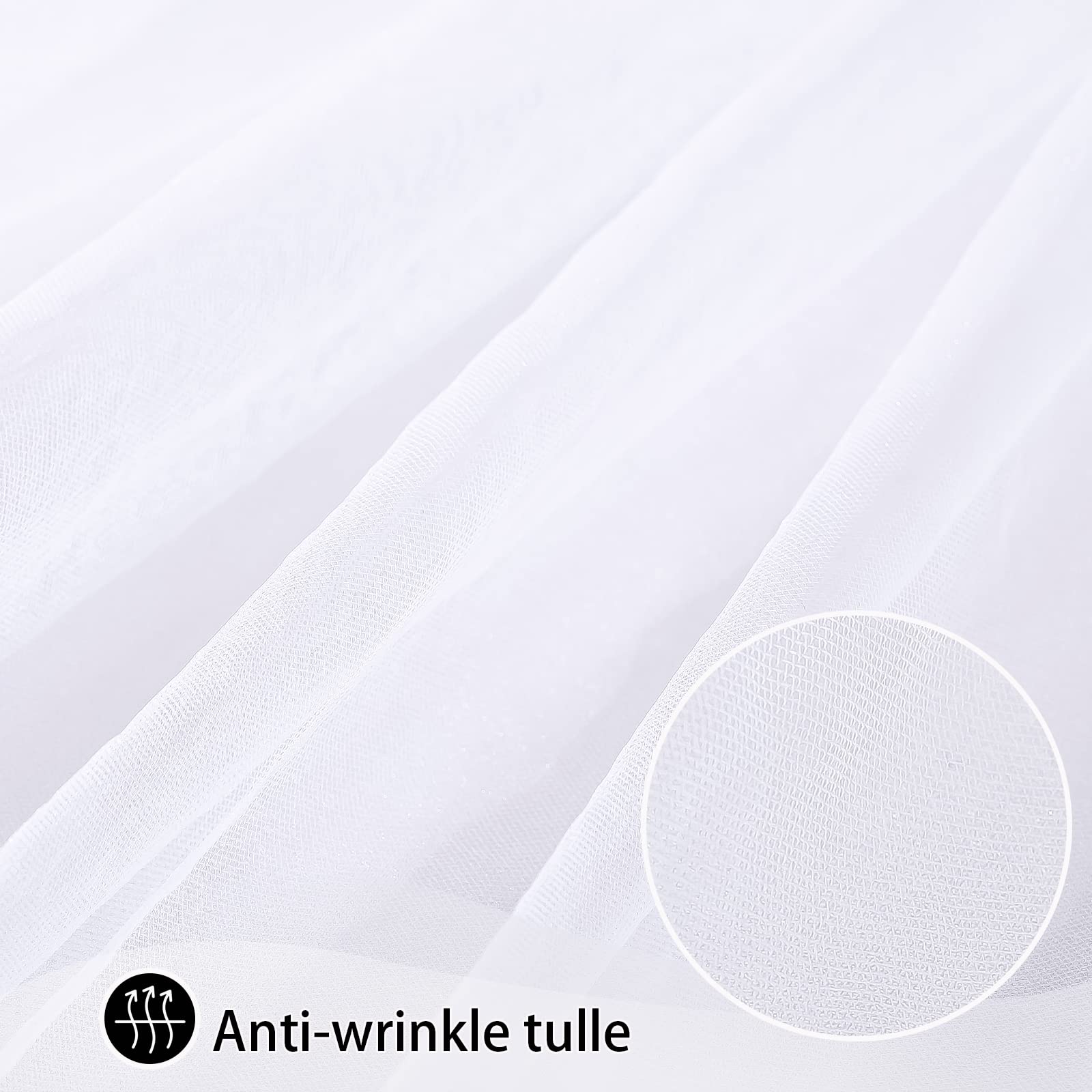 White Tulle Table Skirt For Rectangle Tables 6Ft Table Skirting 2 Layer Birthday Party Tutu Table Cloth For Baby Shower Party Su