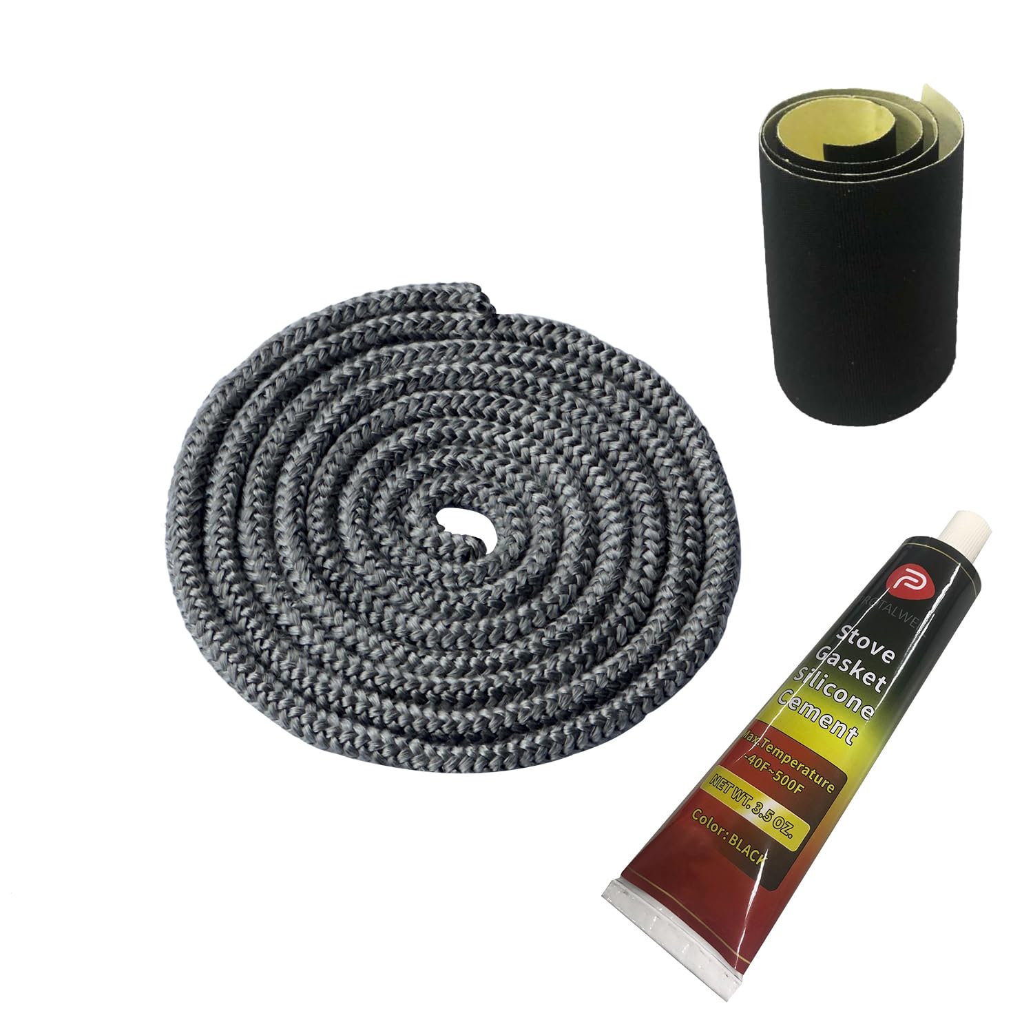Protalwell Wood Stove Gasket, 1/4'' Wood Stove Door Gasket Kit, High Temperture Resistant Gasket Rope Replacement For Stove Or F