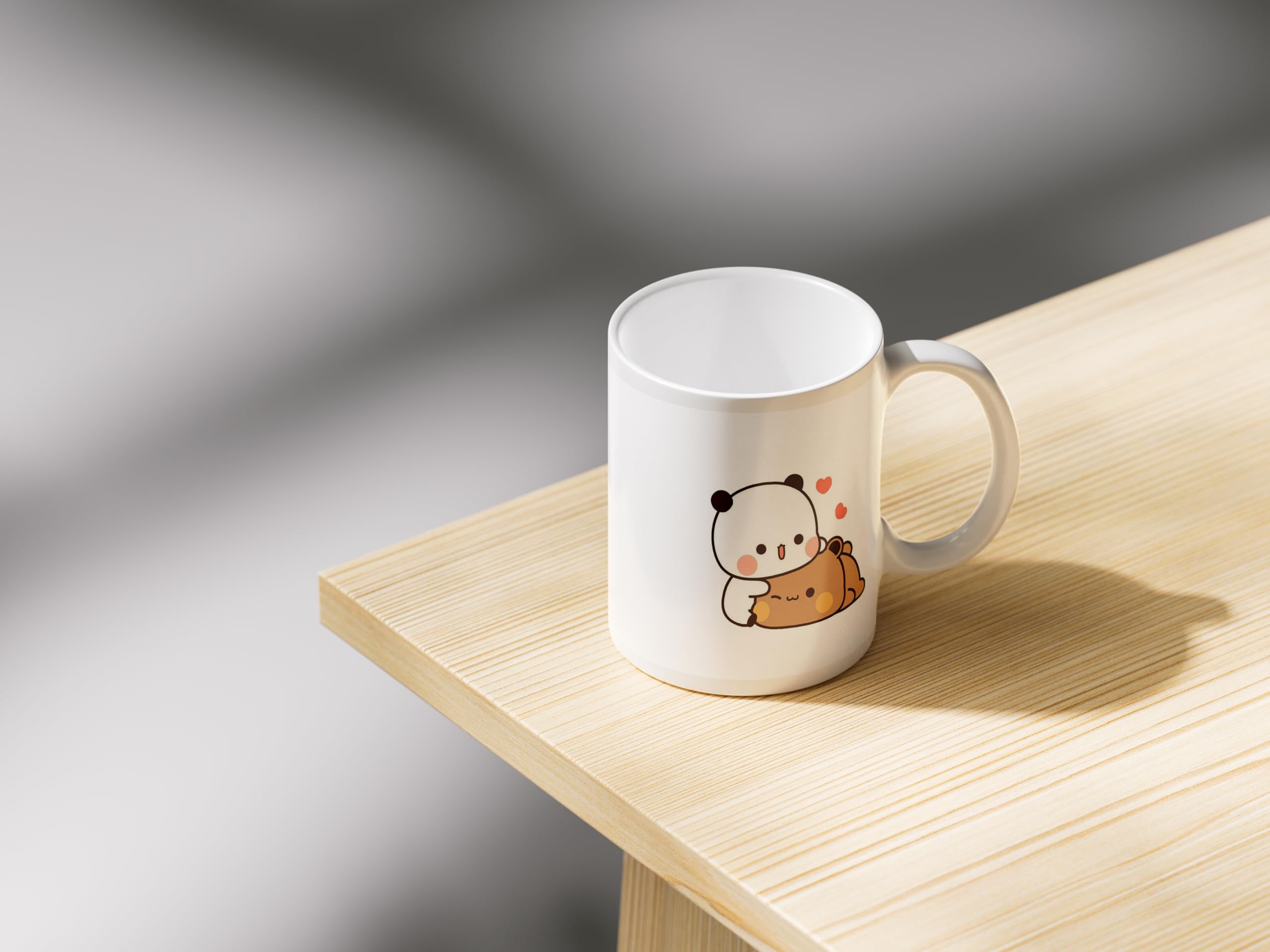 Clapcart Designer Printed Coffee Mug/Cup - White Ceramic Mug (Lazy Taddy Design Print), 360 Ml