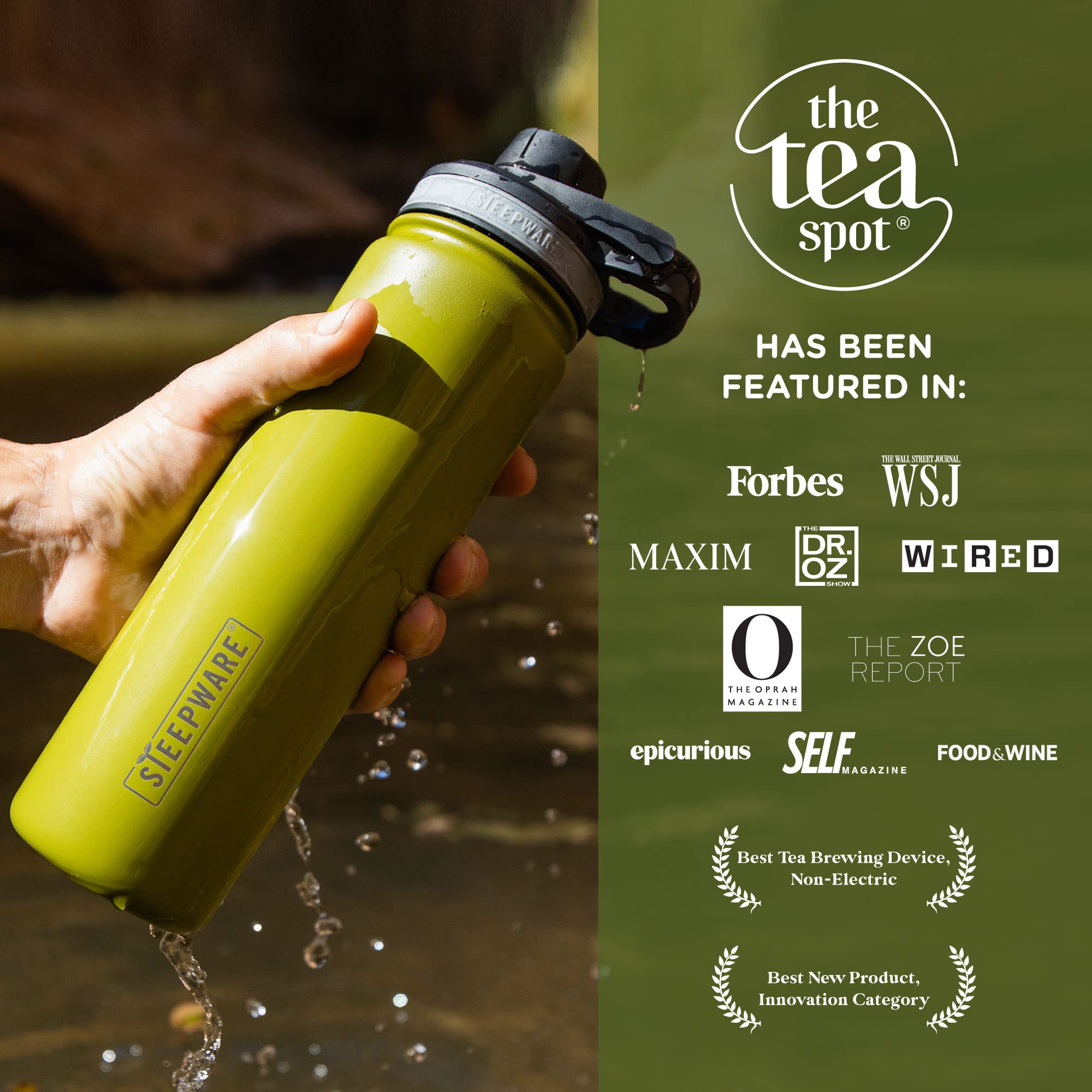 The Tea Spot Steepware Tea Tumbler, 22oz Insulated Travel Bottle, Teal, Model 3-7004, with Tea Infuser for Loose Leaf Tea & Iced Coffee