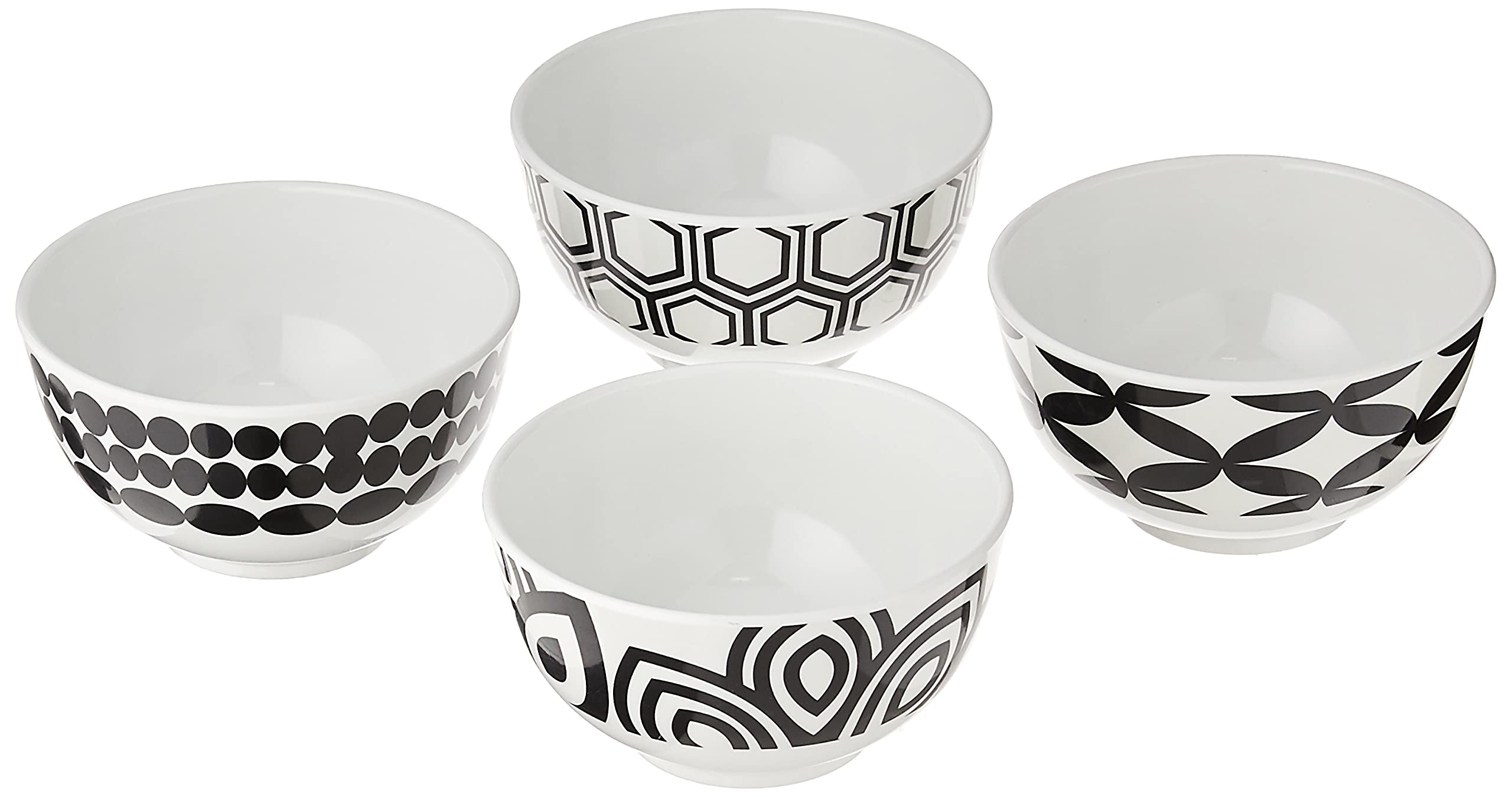 French Bull Melamine Mini Bowls, 4-Piece Set, 10 Fluid Ounces, Small Serving Bowl - Snack Condiment Dipping Sauce Dessert Ice Cr