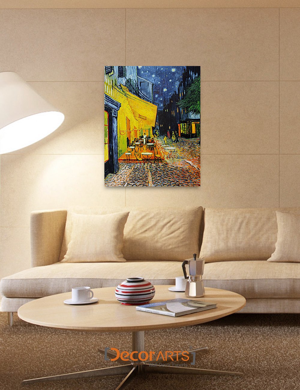 Decorarts - Cafe Terrace At Night, Vincent Van Gogh Reproductions. Giclee Canvas Print Wall Art For Home Wall Decor. 24X30X1.5 I