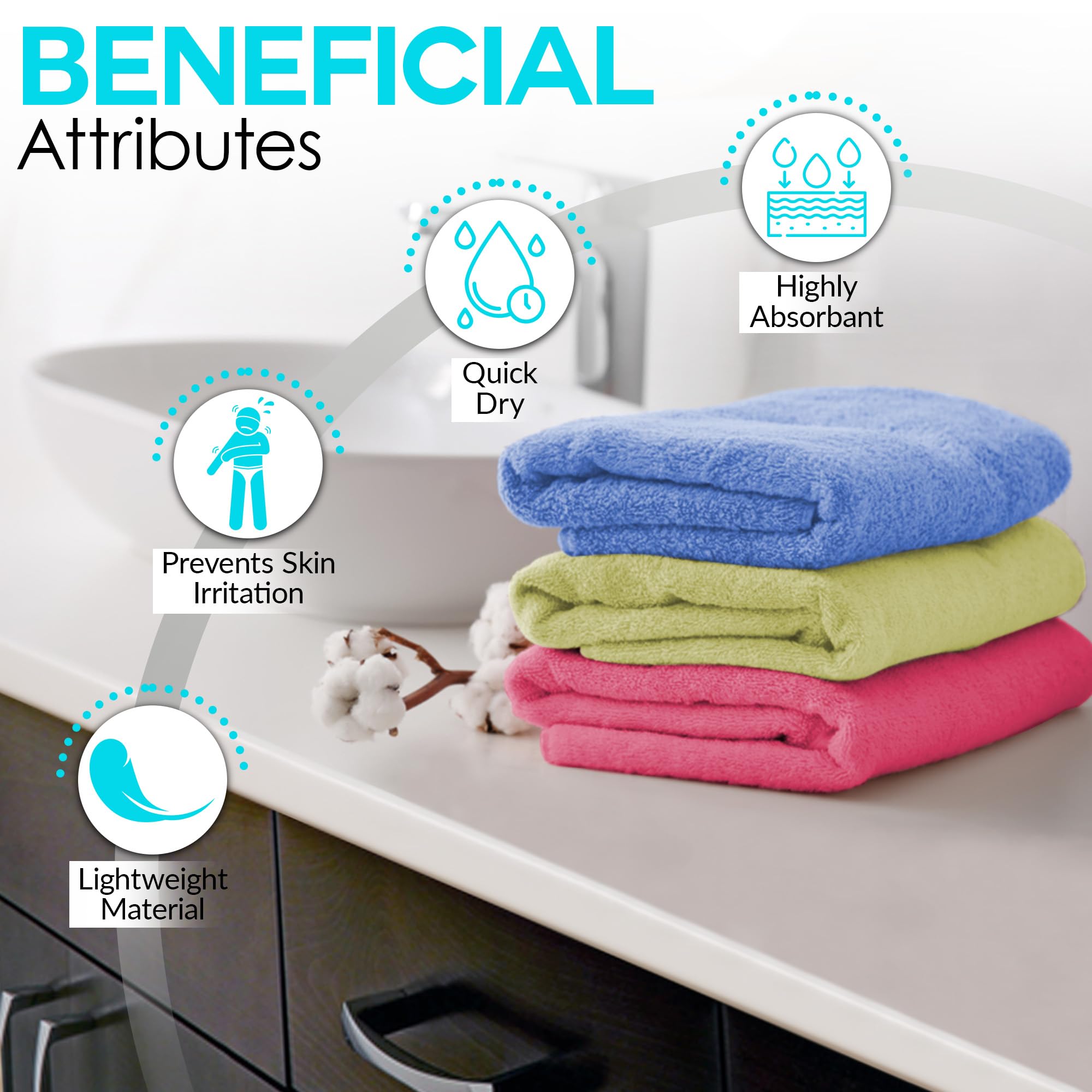 Quba Linen 6 Pack Premium Hand Towels Set, (16 X 28 Inches) Cotton, Ultra Soft And Highly Absorbent Towels For Bathroom, Gym, Sh