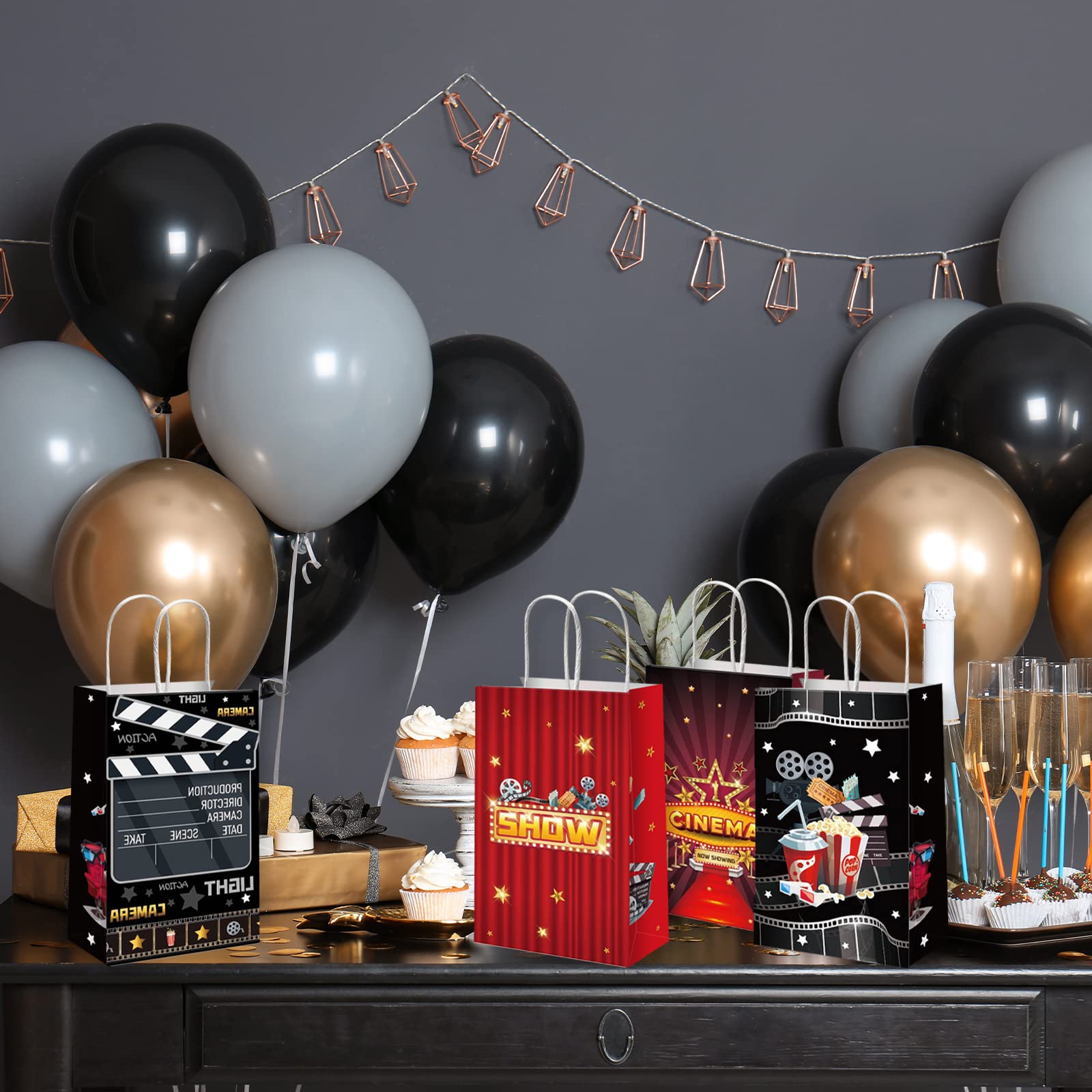 12 Pieces Movie Night Party Bags Now Showing Party Favor Gift Bags Movie Theater Party Treat Bags Movie Candy Goodie Bags For Fo