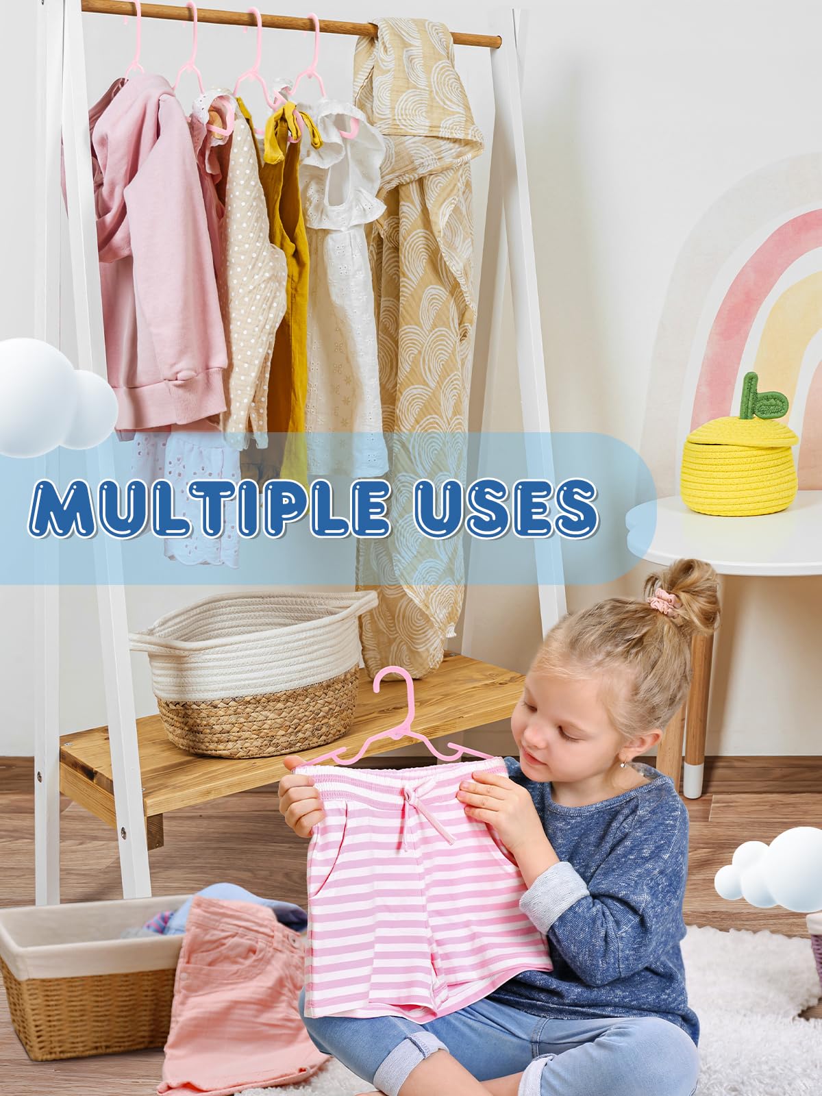 Smartor 60 Pack Baby Hangers - 11.7 Inch Plastic Baby Hangers For Closet - Childrens Hangers For Clothes & Infant Hangers For Cl