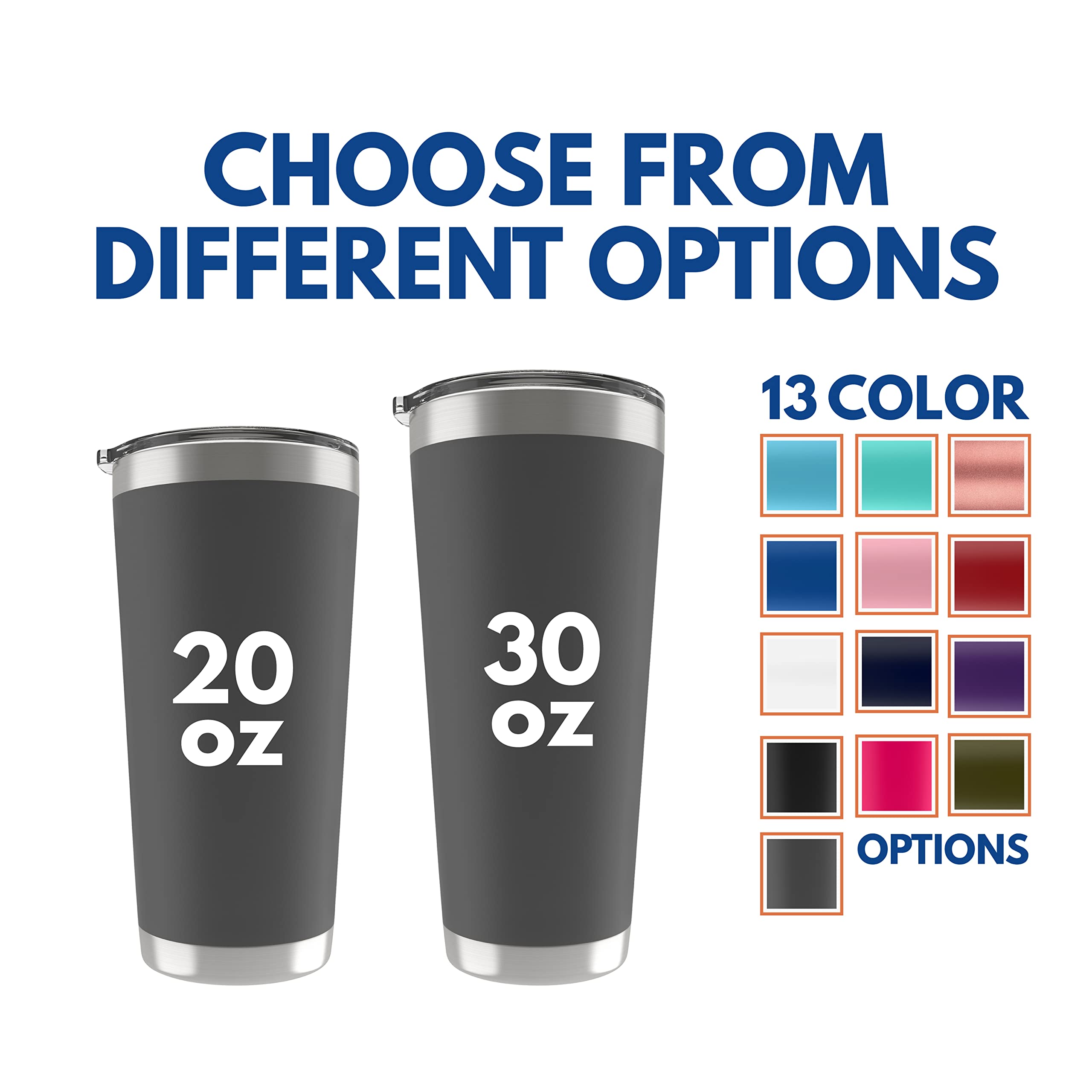 Personalized Tumblers W/Lid - 20 Or 30 Oz Rose Gold - Vacuum Insulated Travel Coffee Mugs - Stainless Steel Double Wall Tumbler