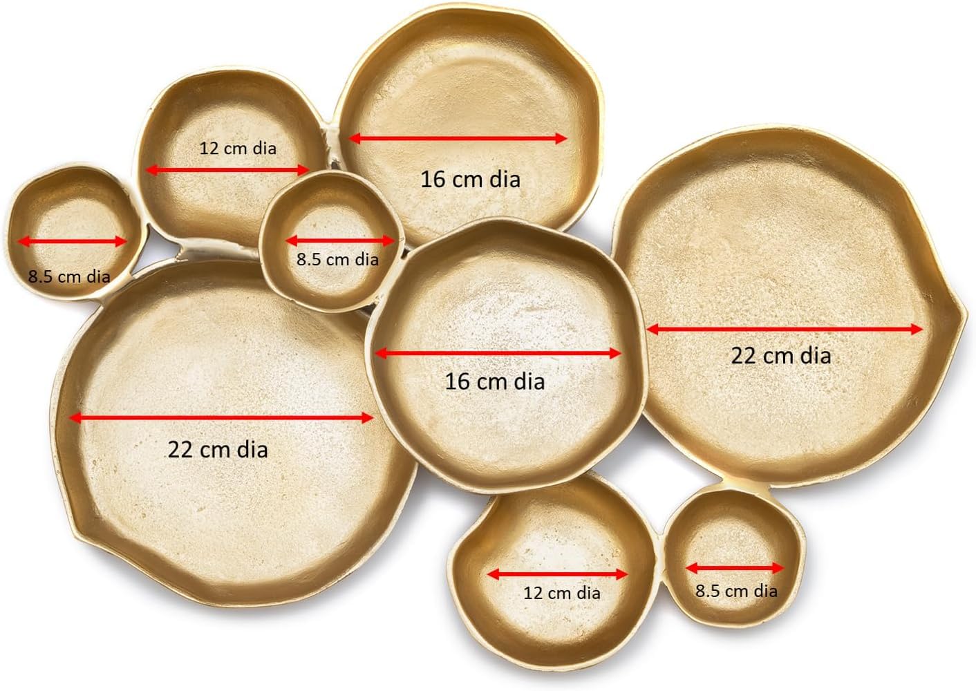 Cluster Decorative Bowls, Bright Gold Brass - Decoration, Snack Tray Bowl