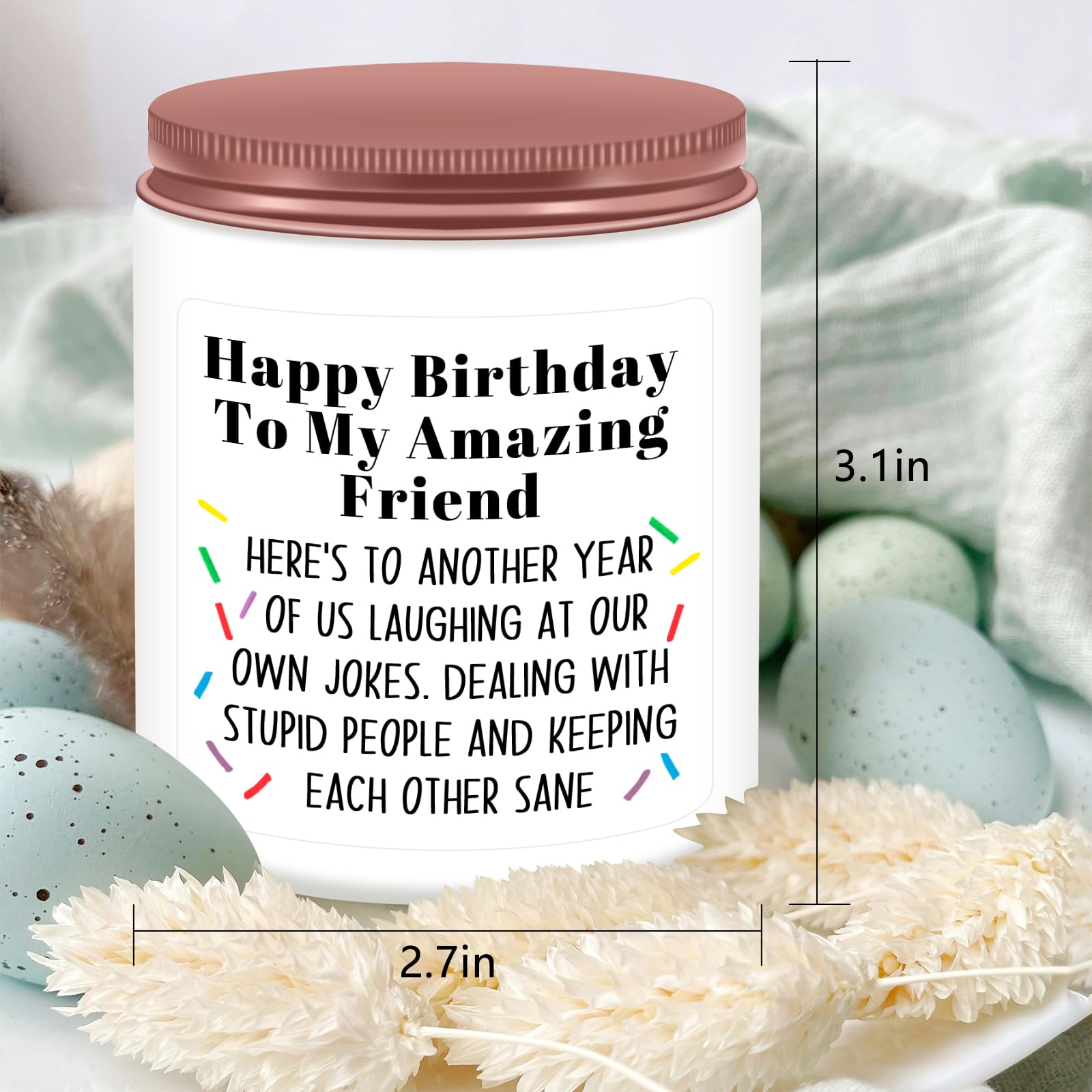 Homsolver Best Friend-Birthday Gifts for Women Men, Funny Friendship Gifts for Woman Candles, Birthday Gift for Friends Sister B