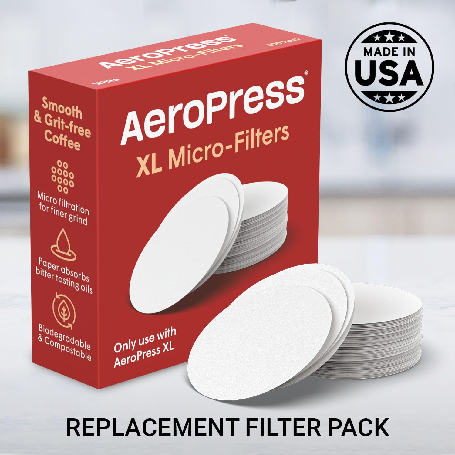 Aeropress Xl Replacement Filter Pack - Micro-Filters For Aeropress Xl Coffee And Espresso-Style Coffee Maker, (200 Count)
