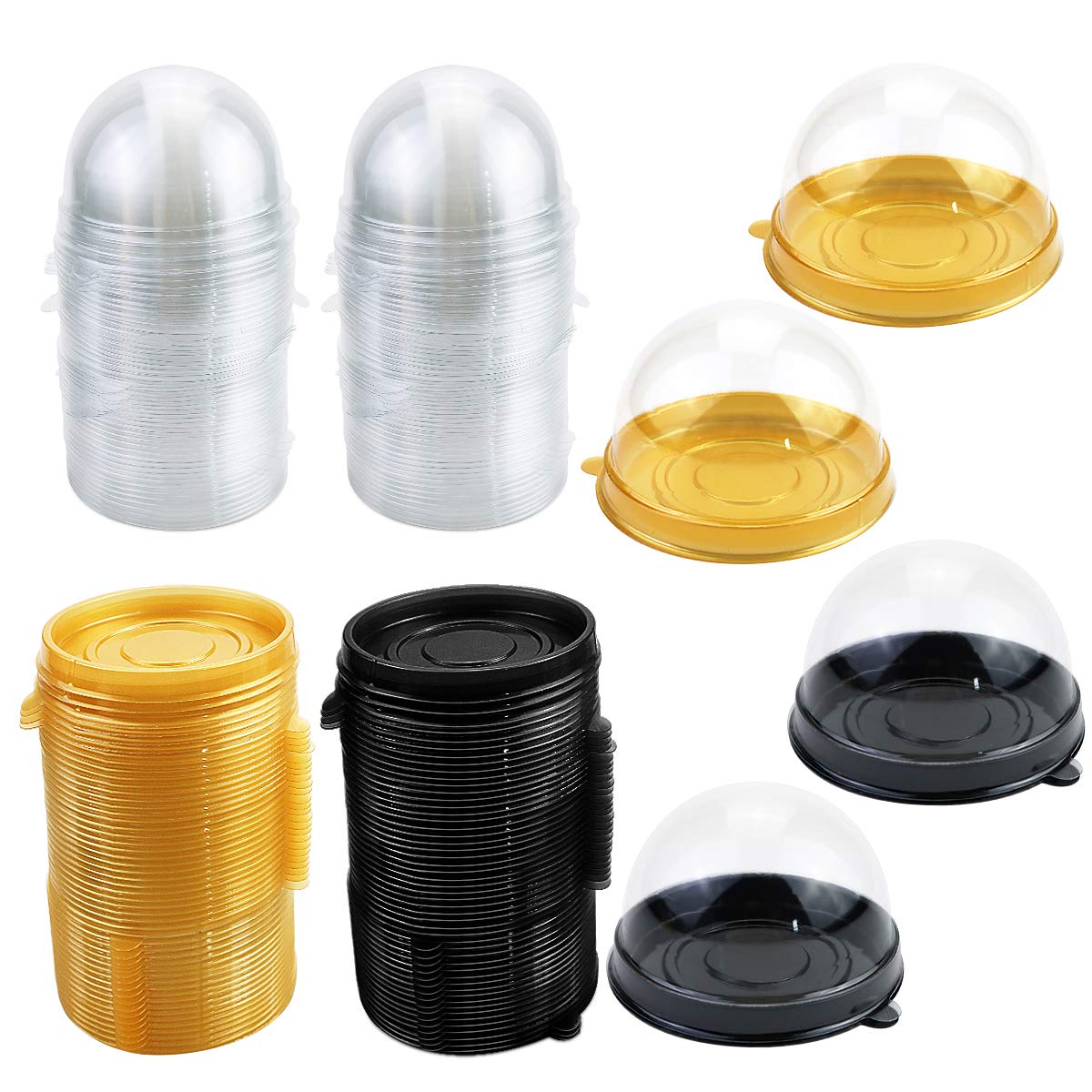Pralb 100 Set Muffin Pod Dome Clear Plastic Mini Cupcake Boxes Muffin Single Container Box Wedding Birthday Gifts Supplies 2.76