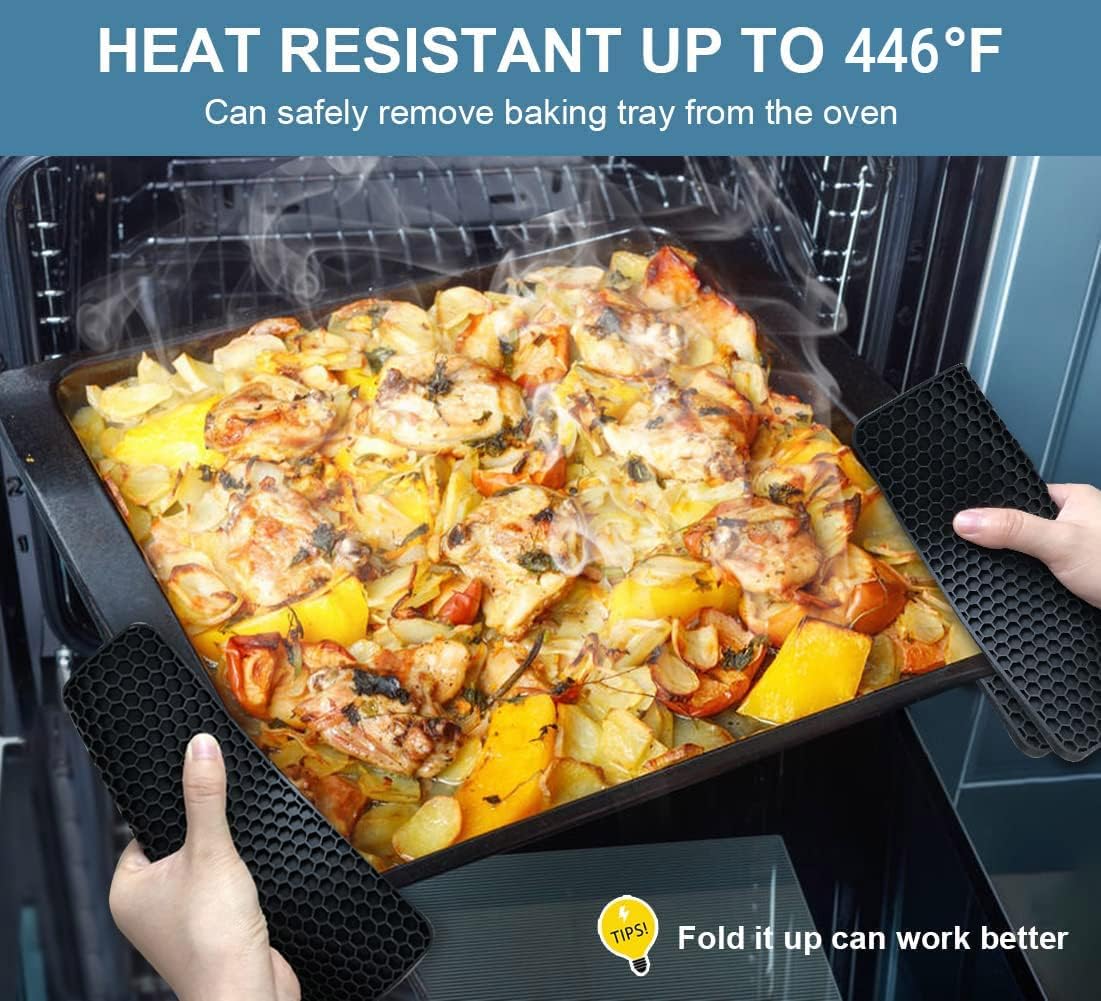 Walfos Silicone Trivet Mats - 4 Heat Resistant Pot Holders, Multipurpose Non-Slip Hot Pads For Kitchen Potholders, Hot Dishers,