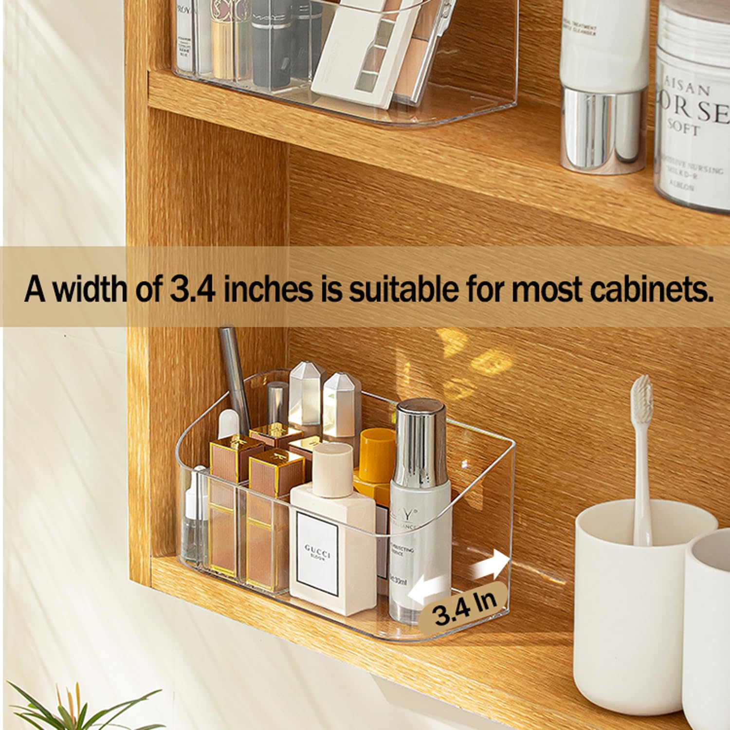 Mornite Bathroom Counter Shelf Vanity Trays, Makeup Organizer Tray With 9 Compartments, Trays Holders For Medicine Bathroom Cabi
