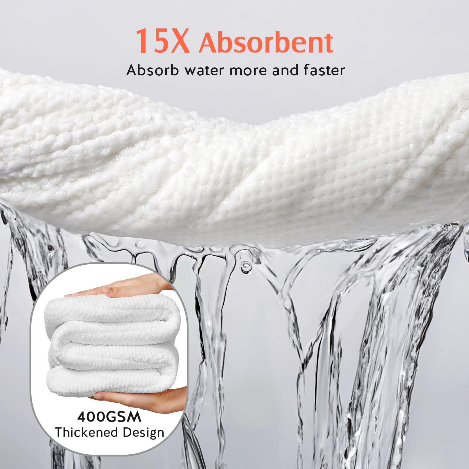 YFONG 2 Pack Large Microfiber Hair Towel Wrap for Women, Thicken Super Absorbent Quick Dry Hair Turban for Drying Curly Long Thi