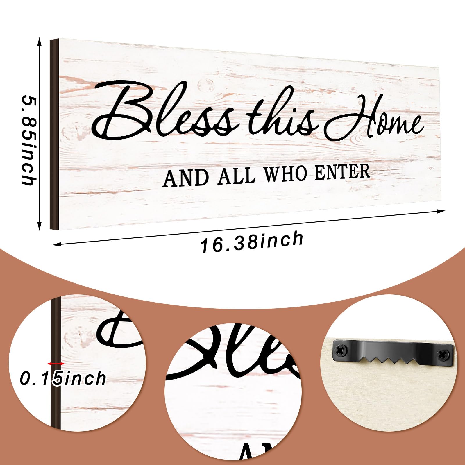 Jetec Farmhouse Bible Verse Scripture Wall Signs, Bless This Home and All Who Enter Wooden Plaque Decor for Church Home Christia