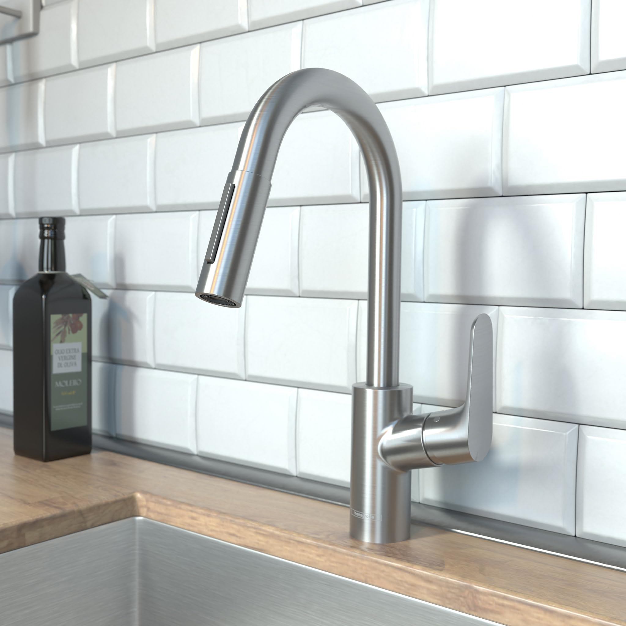 Hansgrohe Focus Stainless Steel Bar Kitchen Faucet, Kitchen Faucets With Pull Down Sprayer, Faucet For Kitchen Sink, Magnetic Do