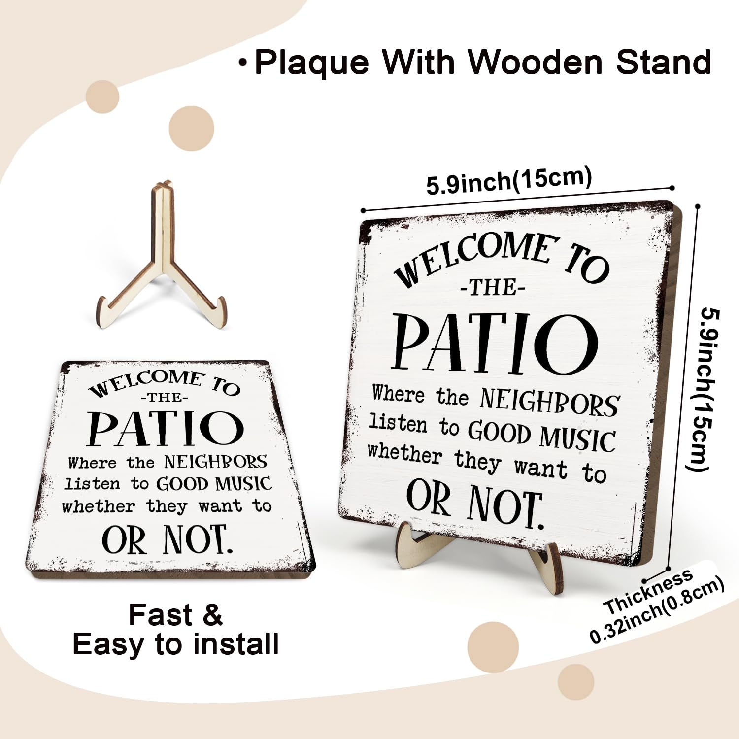 Funny Outdoor Patio Decor Sign,Rustic Wooden Plaque with-Welcome to the Patio-Farmhouse Outdoor Decor Gift for Backyard or Porch