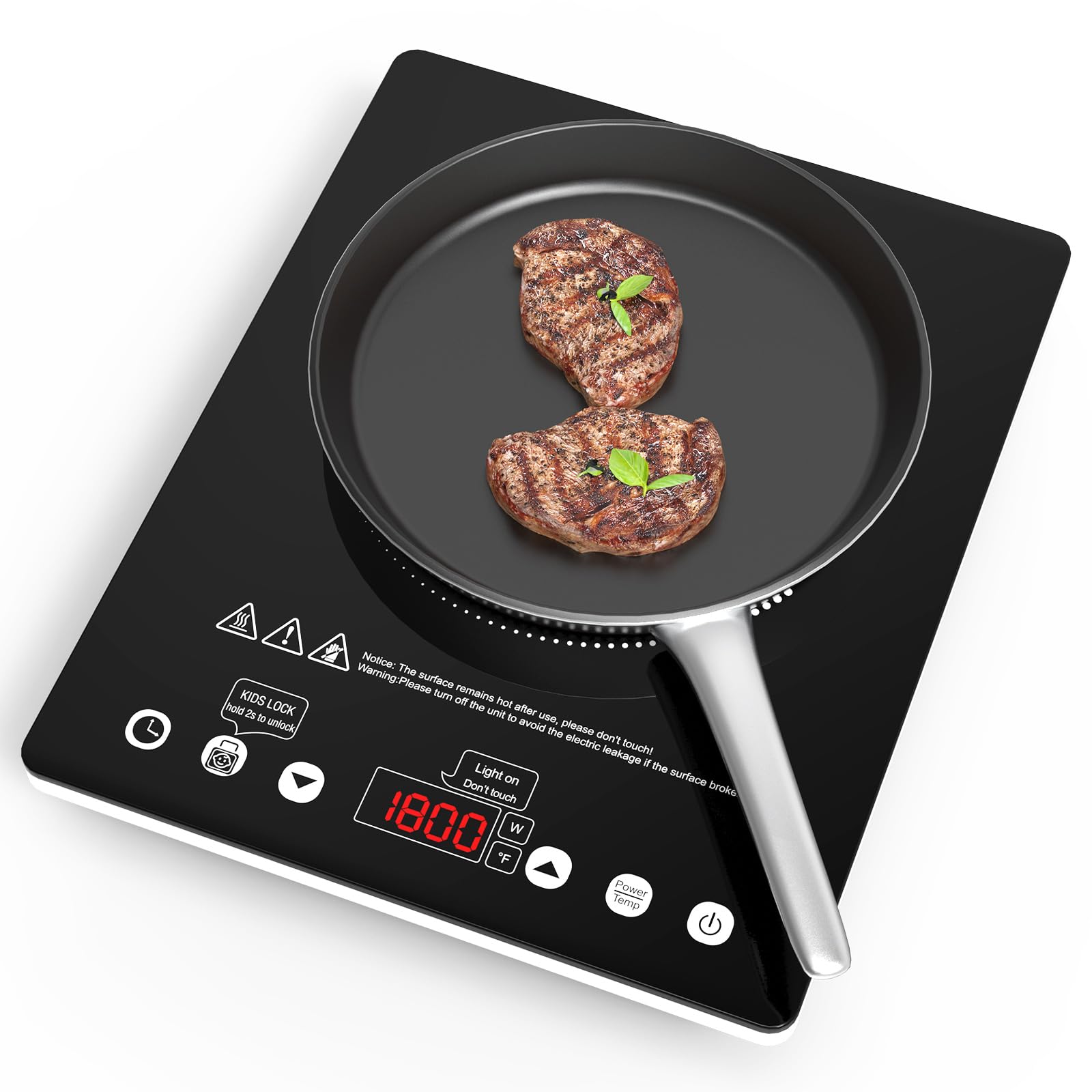 ANHANE Electric Cooktop, 12 Inch Single Burner Portable Ceramic Stove, 110V with Power Levels & Overheat Protection