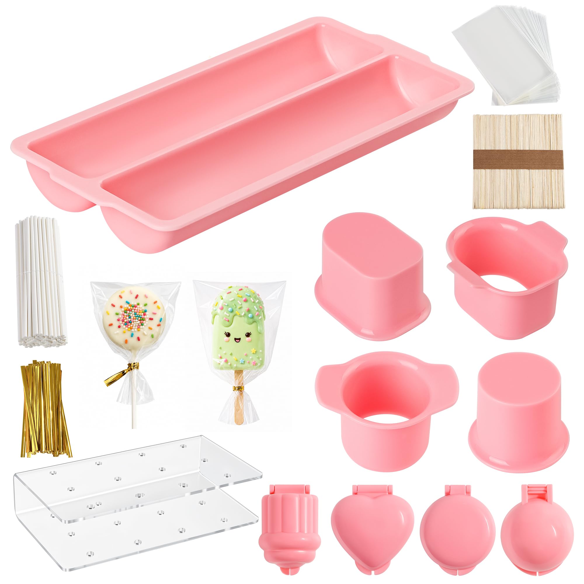 CALLUMR 358 PCS Pink Cakesicle & Cake Pop Mold Set, Dishwasher Safe