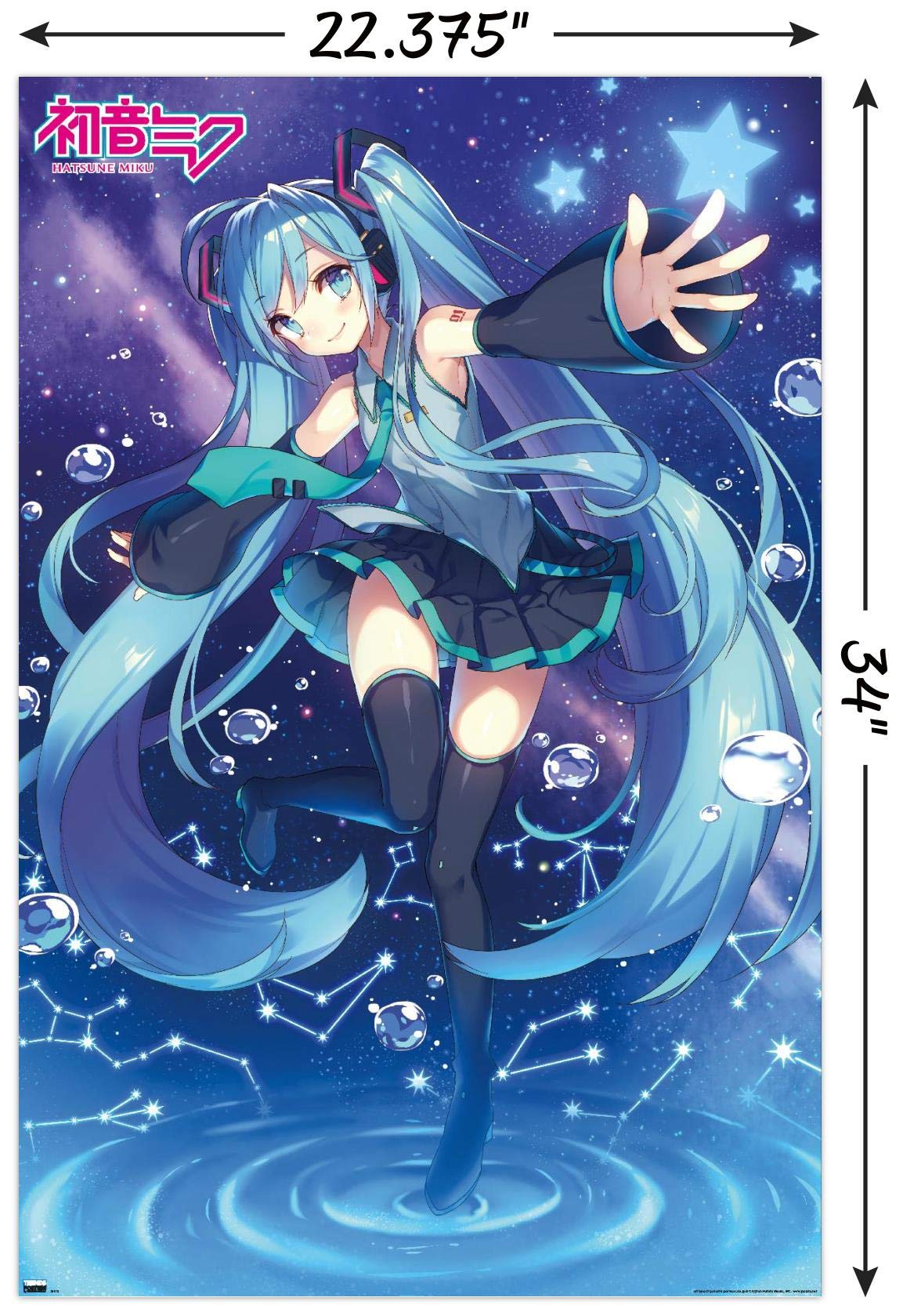 Trends International Hatsune Miku - Stars Wall Poster, 22.37'' X 34.00'', Poster & Clip Bundle