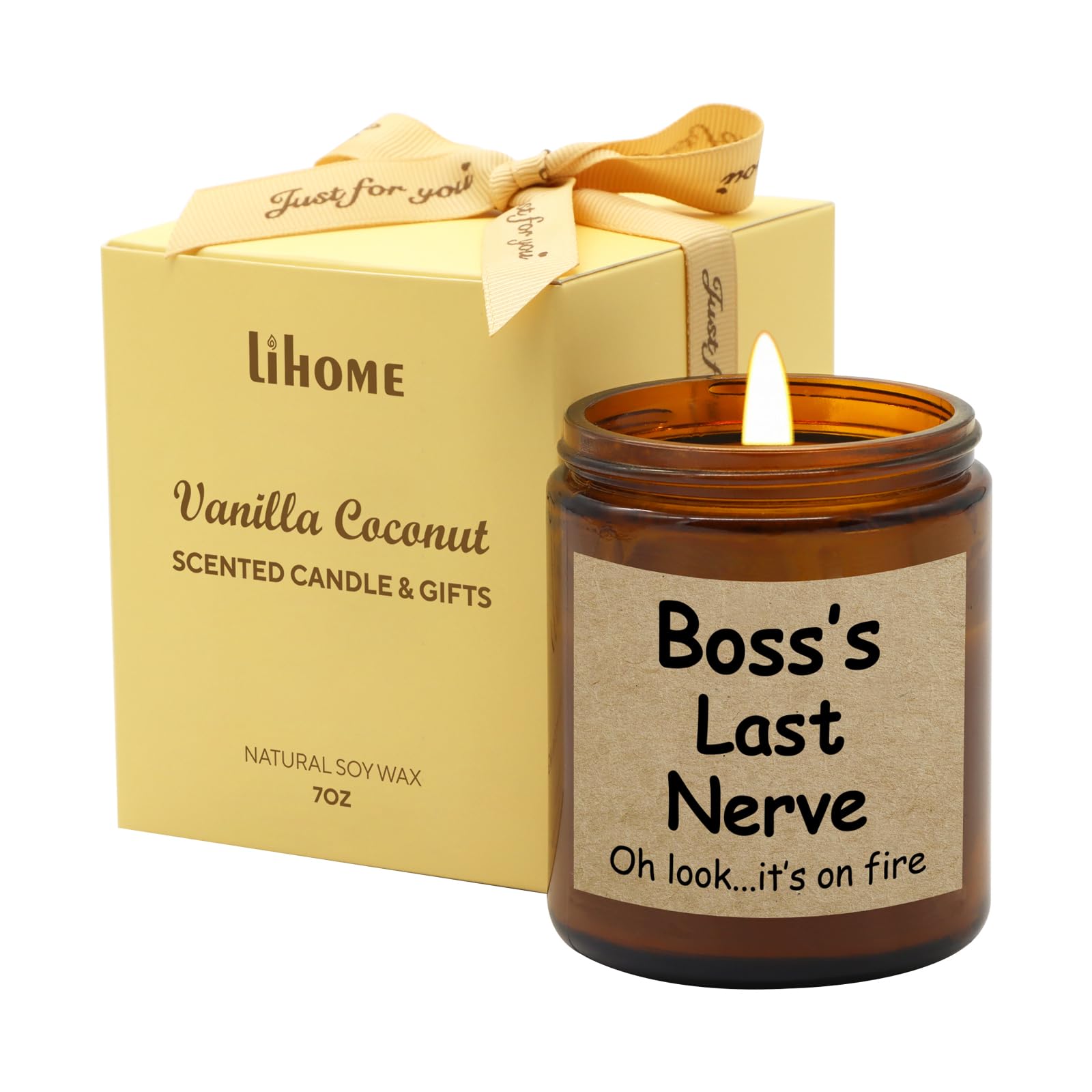 Lihome Boss Gifts for Women - Boss Day Gifts, Gifts for Boss, Natural Soy Wax Vanilla Coconut Candle(7oz)