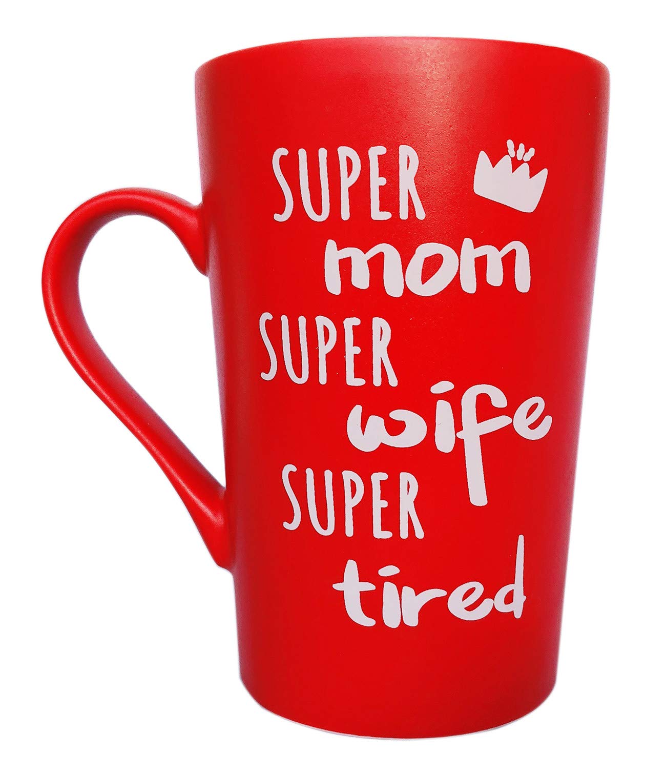MAUAG Mothers Day Funny Coffee Mug for Mom Wife, Super Mom Super Wife Super Tired Gift from Daughter Son or Husband Fun Cup Red