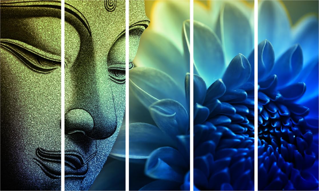Inephos Vinyl Religious Painting, Blue, Buddha, Standard  76X76 Cm