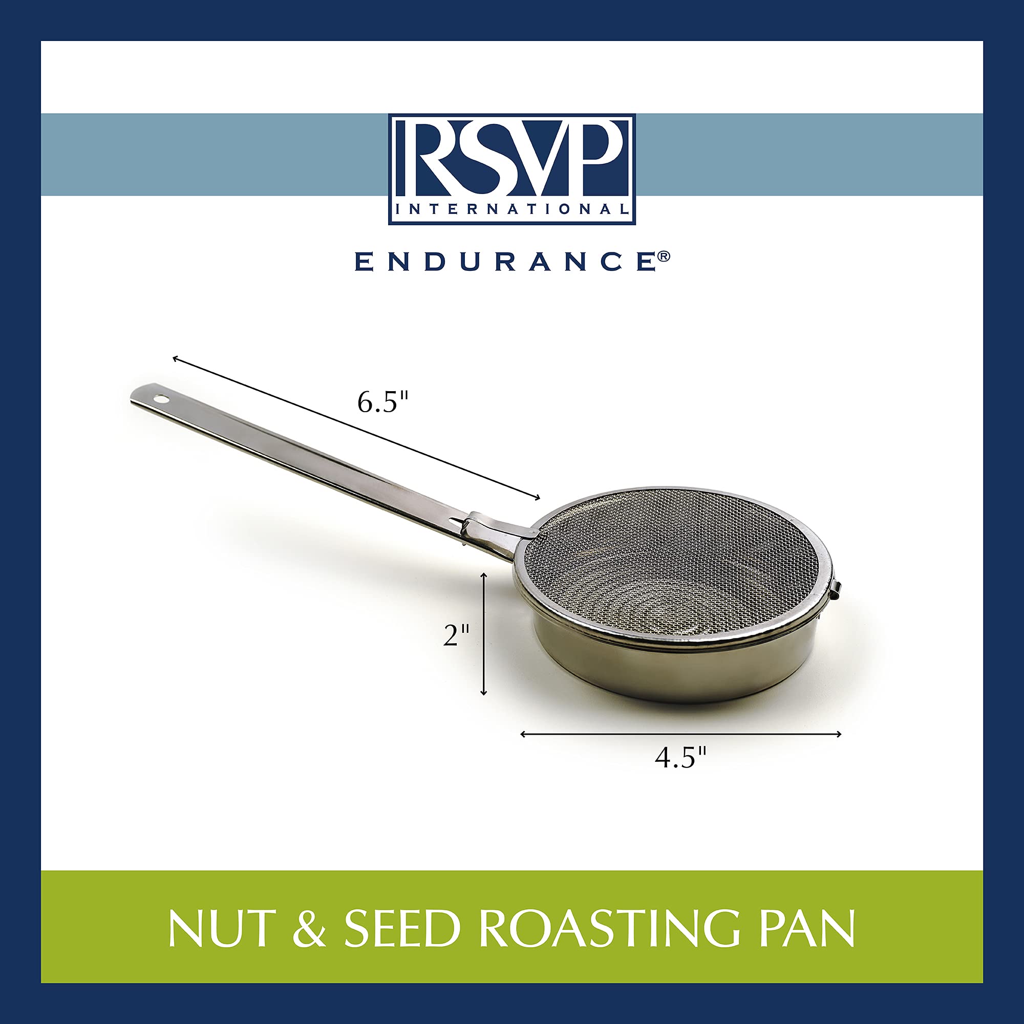 Rsvp International Kitchen Roasting Collection Dishwasher Safe, Nut/Seed Toasting Pan, Stainless Steel