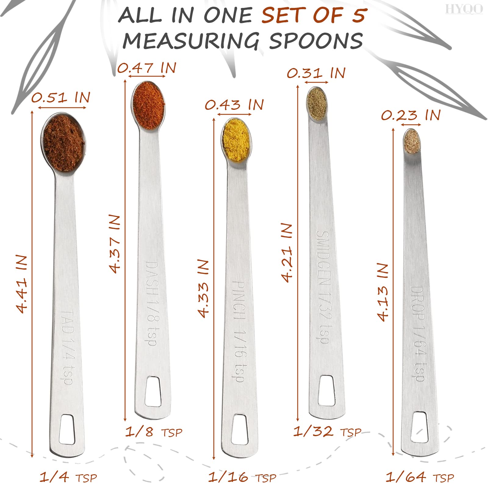 5Pcs Stainless Steel Measuring Spoons - Mini Measuring Spoons Set Teaspoon Measuring Spoons Stainless Steel Coffee Measuring Spo