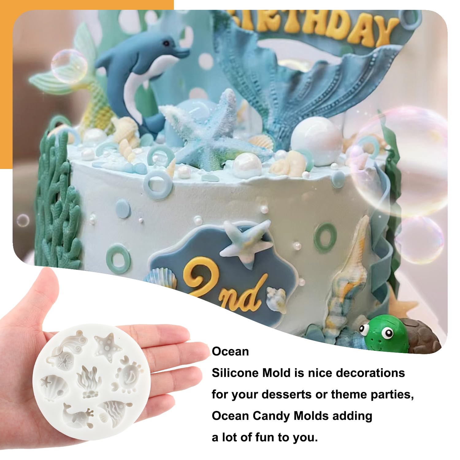 Sijiangmold Small Sea Life Beach Ocean Theme Silicone Fondant Molds For Cake Decorating Chocolate Candy Gum Paste Polymer Clay S