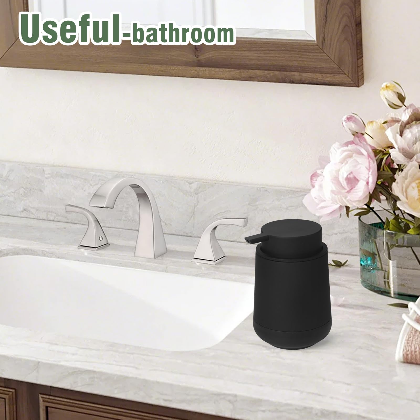 Dahacis Black Hand Soap Dispenser For Bathroom With Non-Slip Silicone Coaster, Refillable Liquid Dish Soap Dispenser For Kitchen