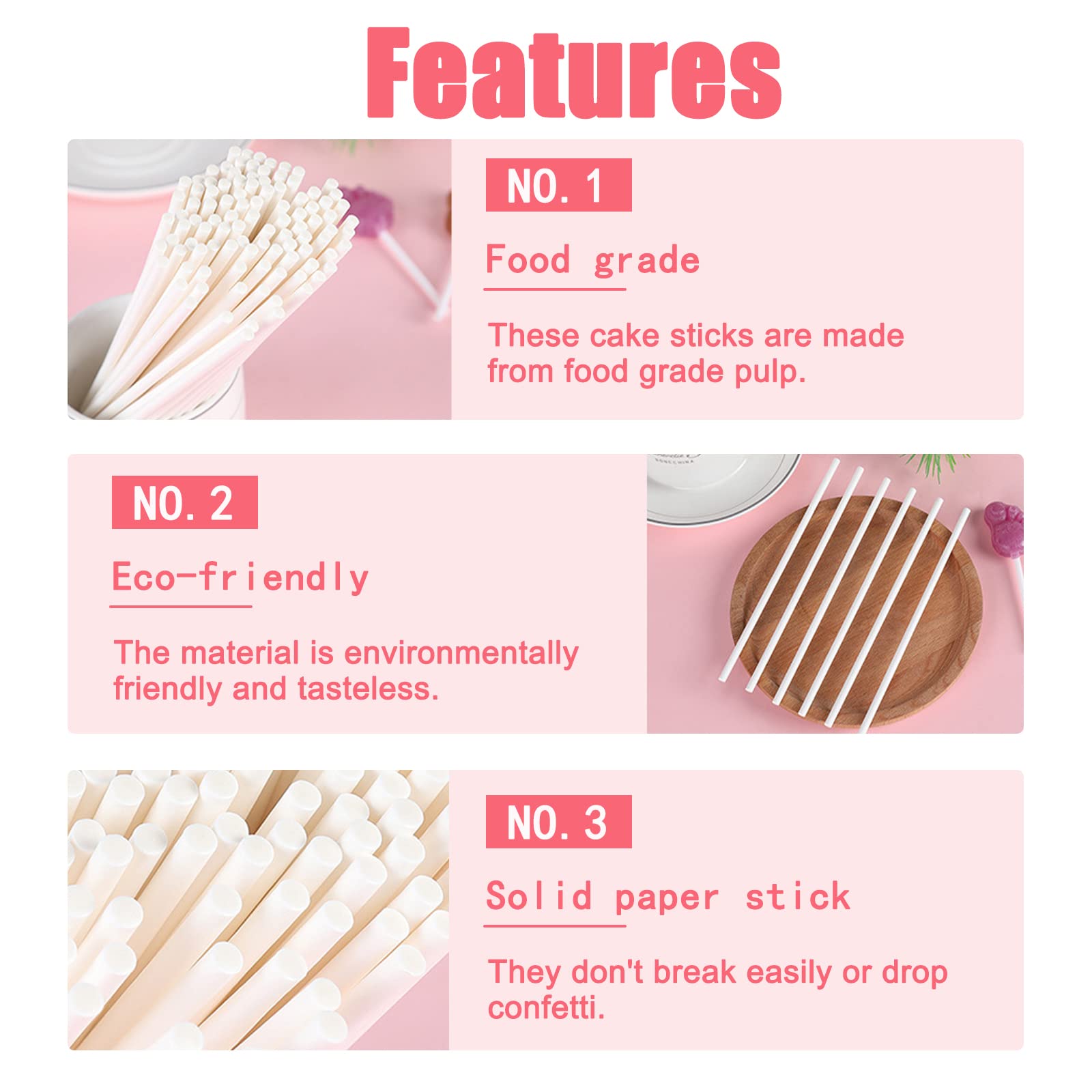 500 Pcs 4-Inch White Lollipop Sticks,Cake Pops Sticks,Paper Treat Sticks Sucker Stick For Cake Toppers,Dessert,Chocolate,Cookie,