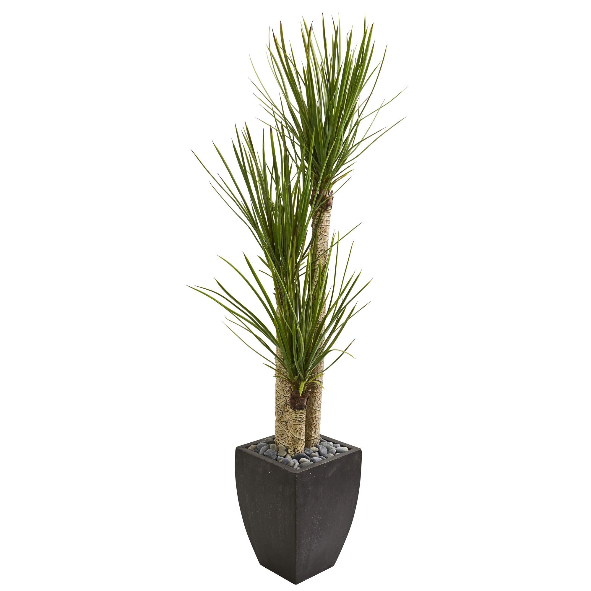 Nearly Natural 63-in. Yucca Artificial Black Planter Silk Trees, Green