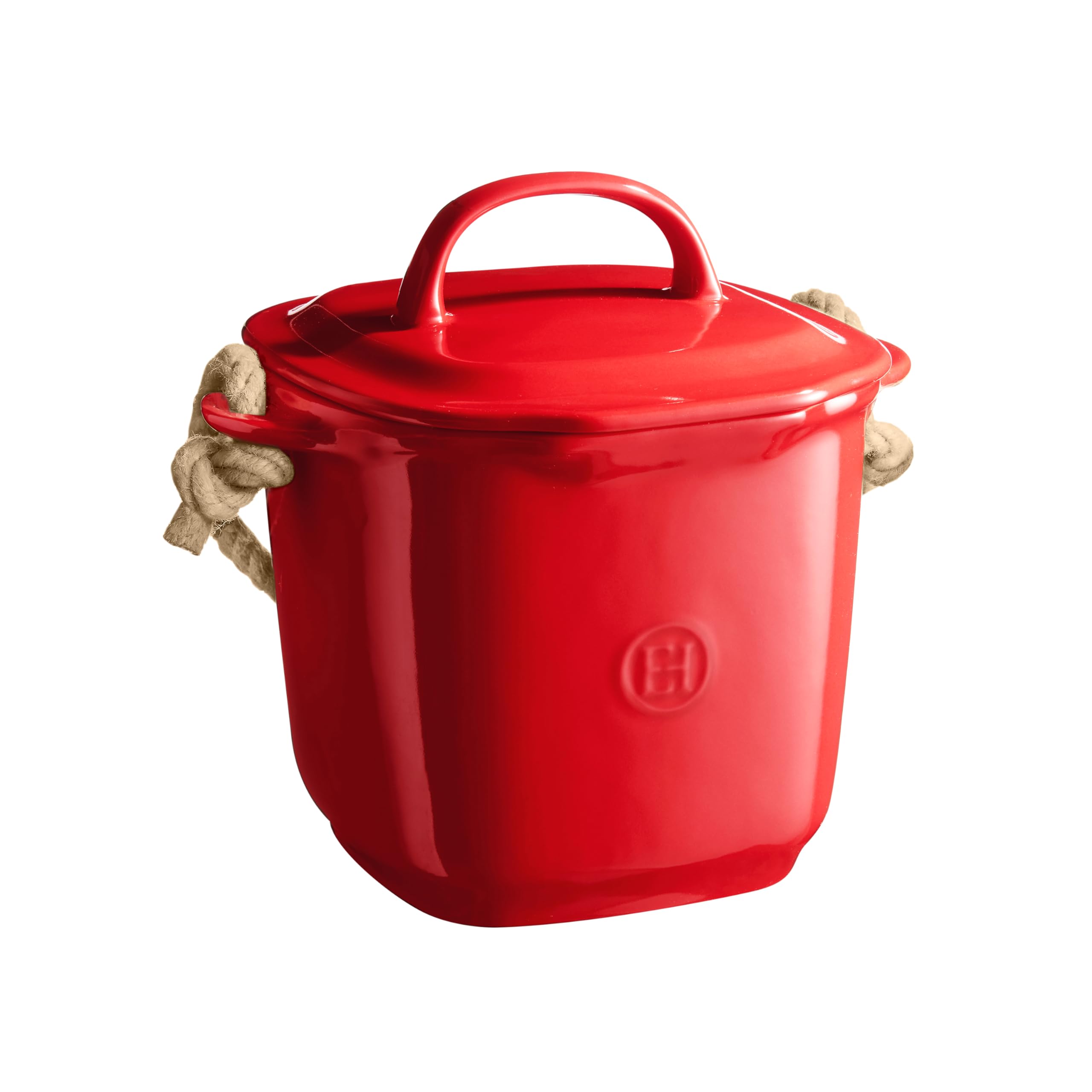 Emile Henry Made in France Ceramic Compost BIN  9.85 x 8 x 9.5 / 4.2 qt, Burgundy