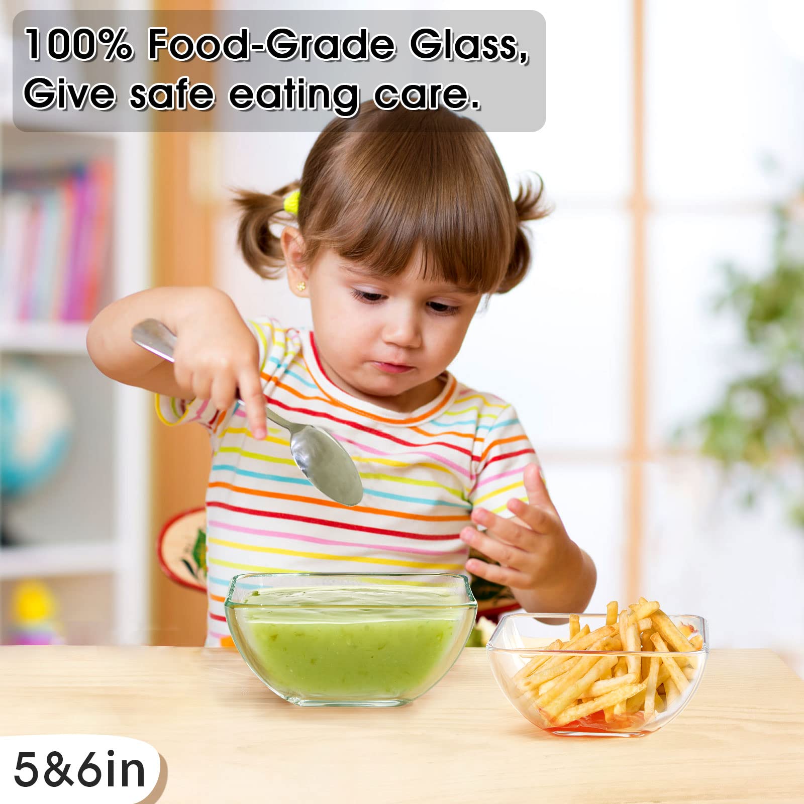 Nutriups Glass Bowl Glass Mixing Bowls Set Glass Salad Bowls Glass Cereal Bowls Glass Serving Bowls Microwave Safe Clear Glass B