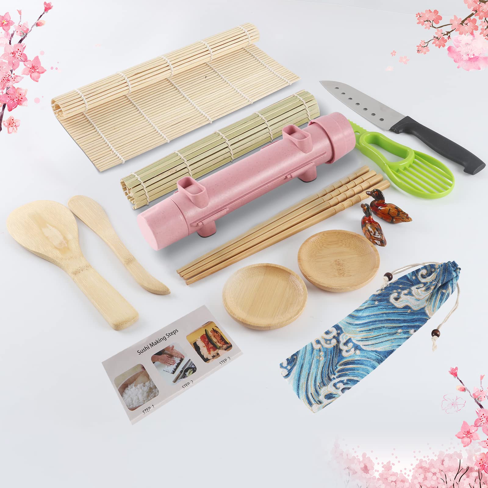 Thanice Sushi Roller Kit Sushi Bazooka Making Set Durable Camp Chef Rice Maker Machine Mold Sushi Rolling Maker Starter Set For