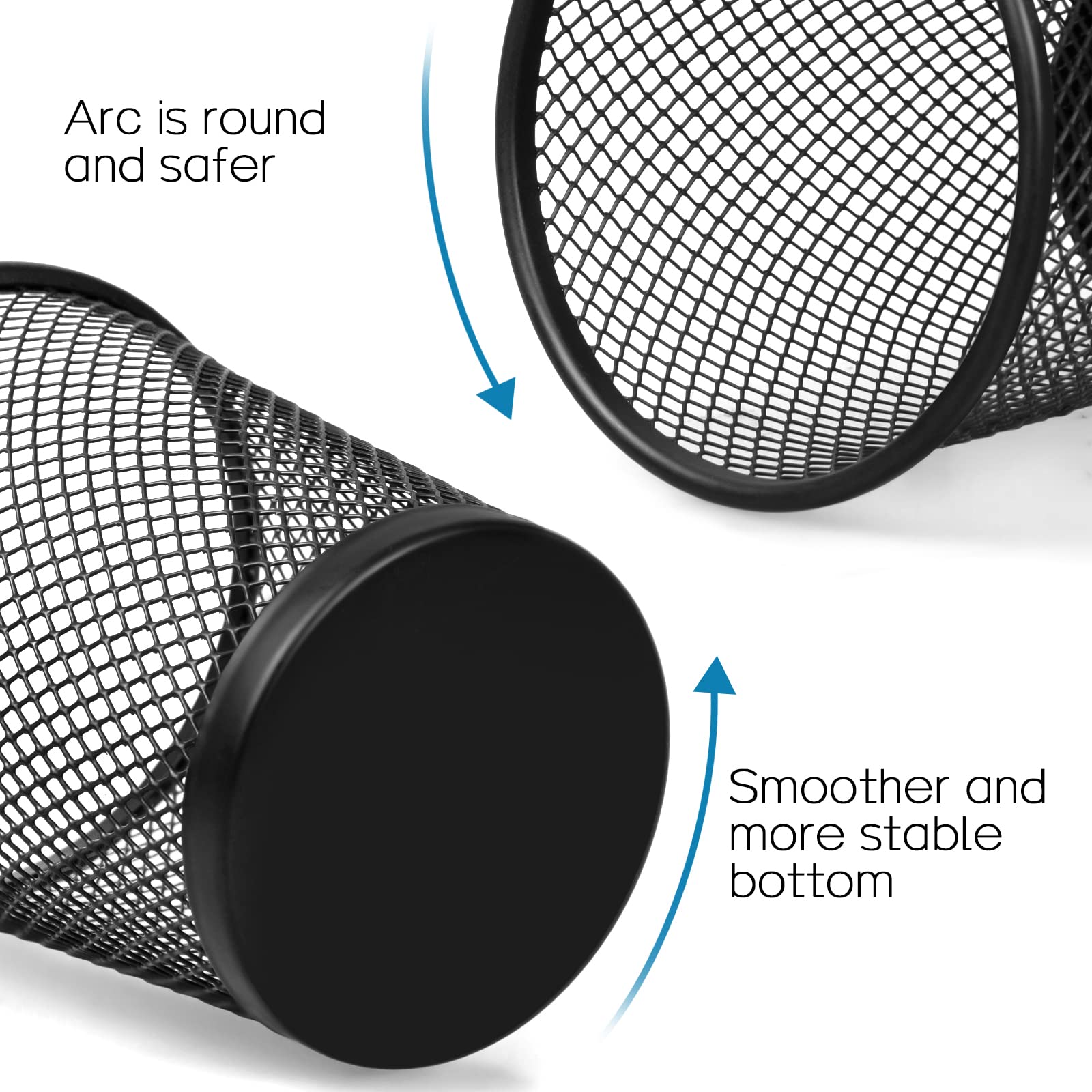 Qyh Mesh Pencil Holder Metal Pen Cup Black For Desk 6 Packs