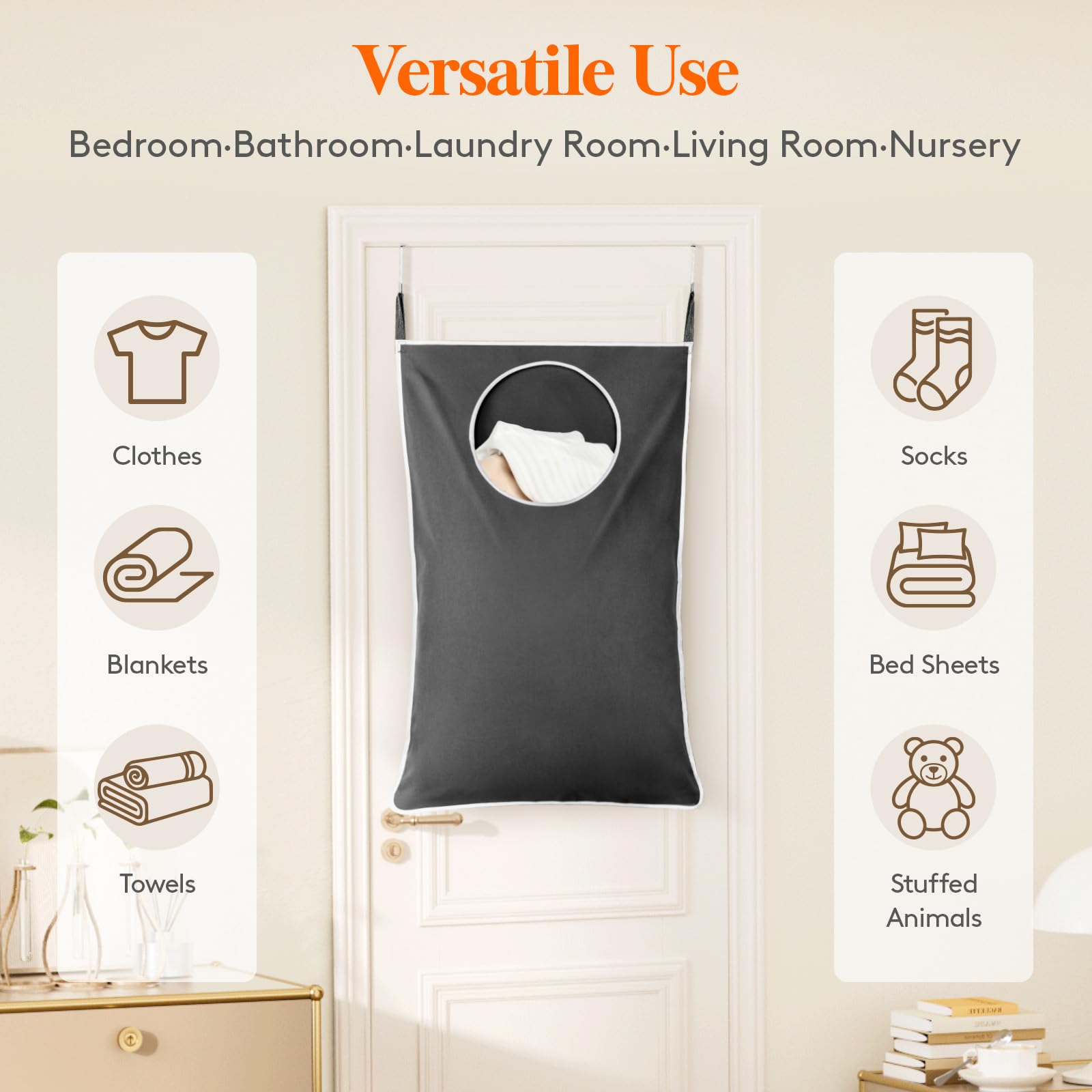 Lifewit 2 Pack Over Door Laundry Hamper, Large Collapsible Hanging Laundry Hamper, Hanging Laundry Basket Bag For Bathroom Bedro