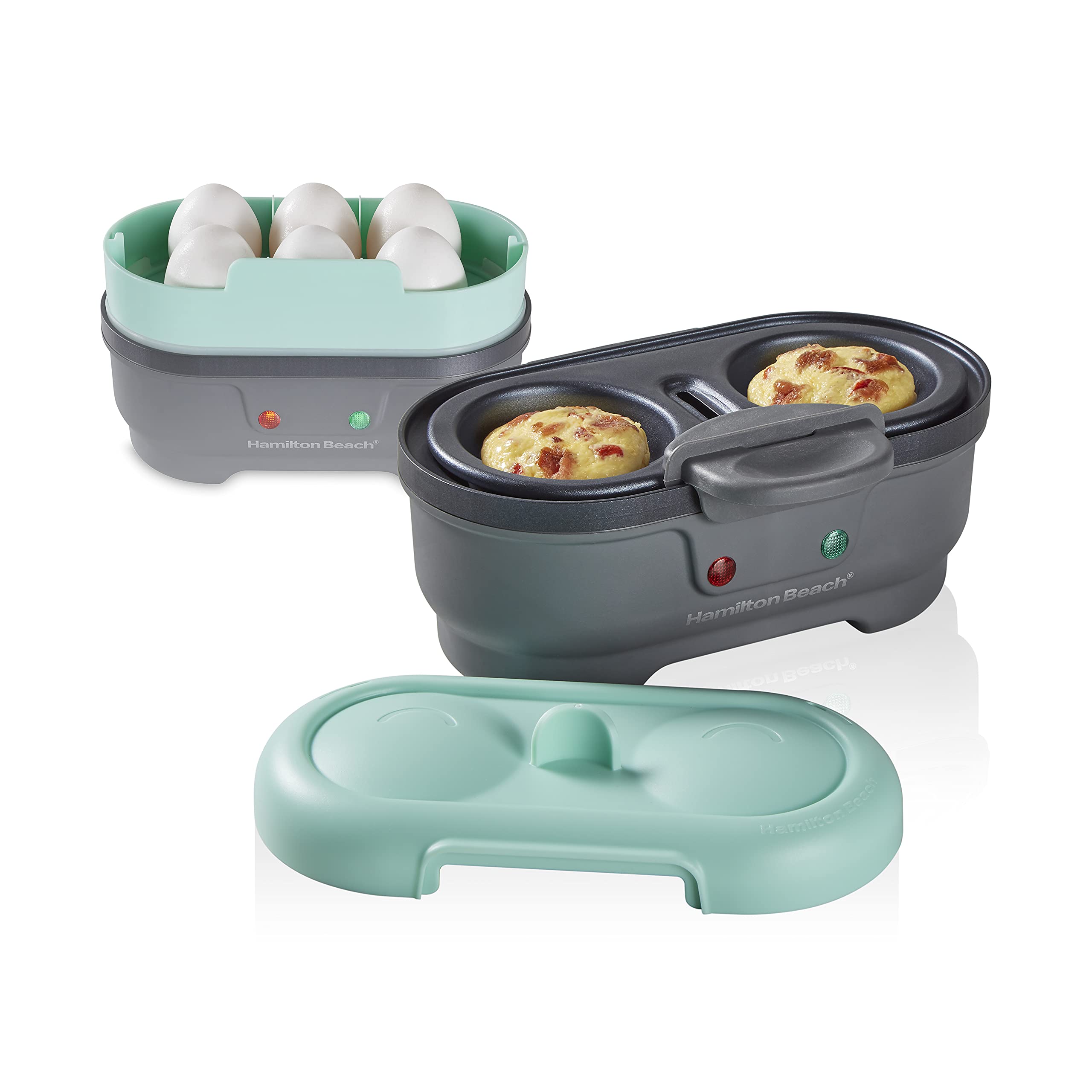 Hamilton Beach Sous Vide Style Electric Egg Bite Maker, Hard Boiled Egg Cooker & Poacher With Removable Nonstick Tray, Makes 2 I