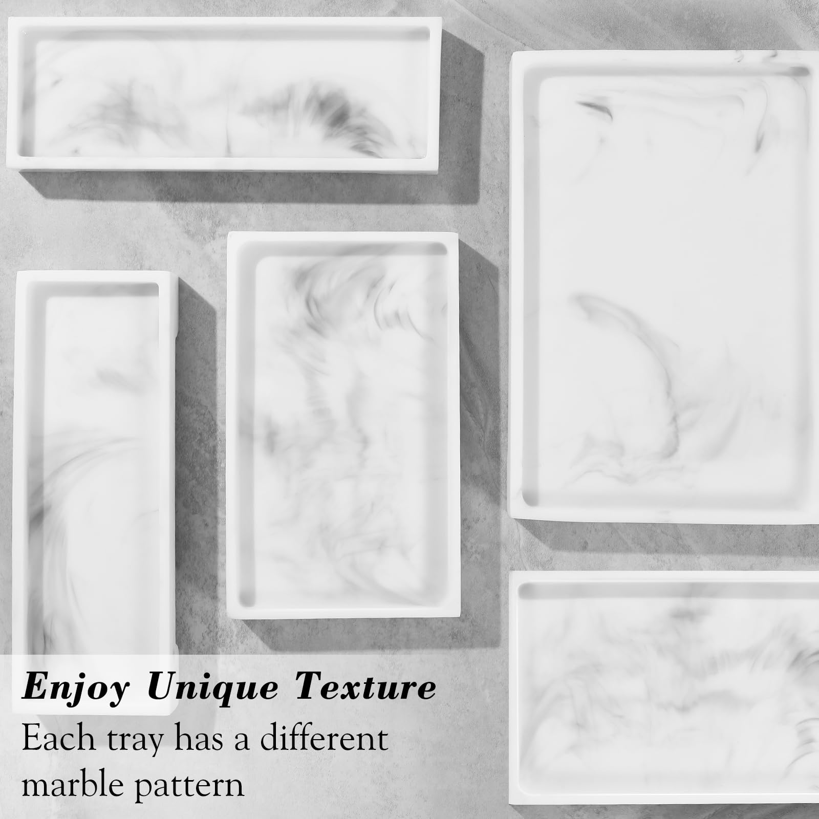 Luxspire Bathroom Tray For Counter, Bathroom Vanity Tray, Resin Marble Tray, 11'' X 4'' Kitchen Soap Tray, Marble Tray For Soap