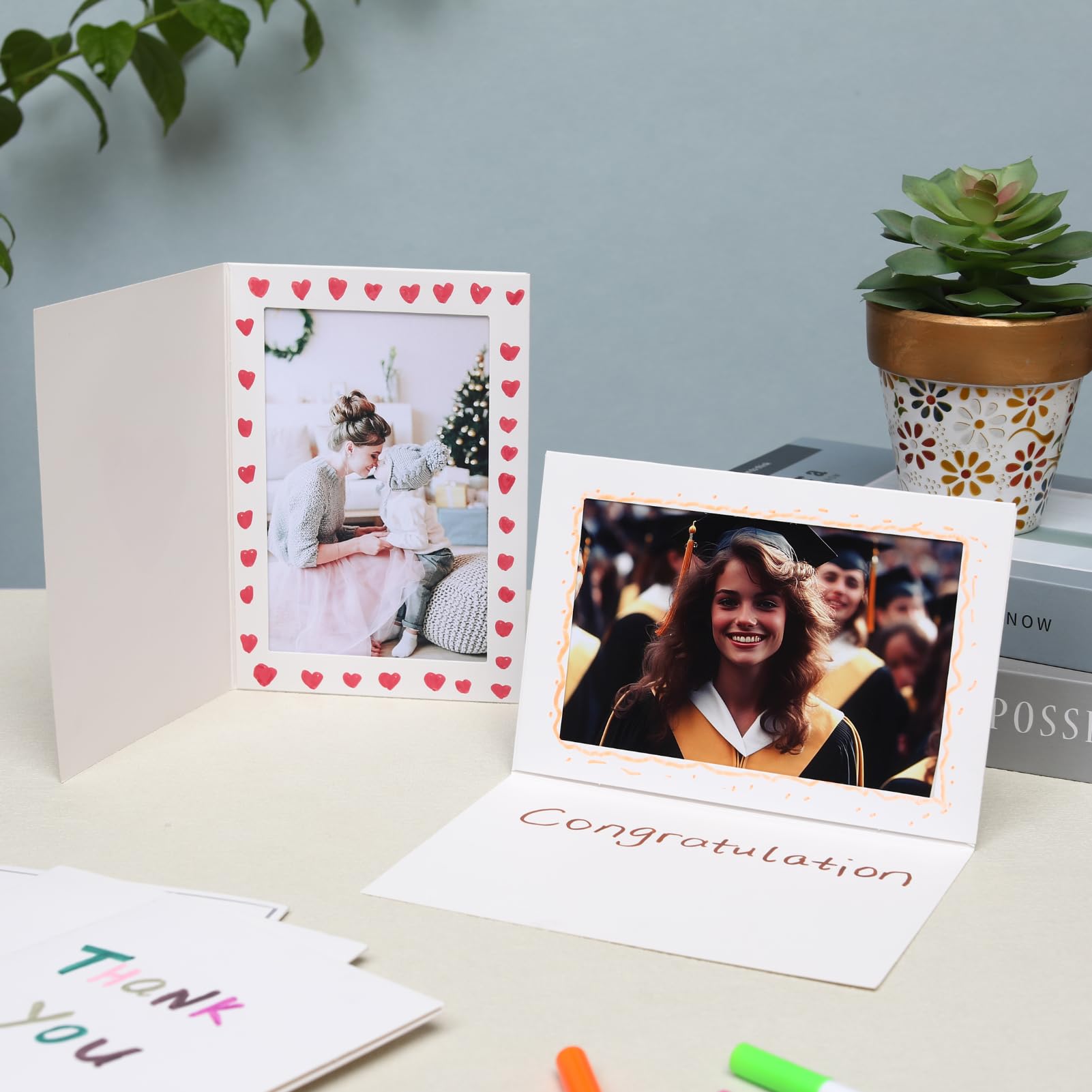 Apprabbr 50 Pack Photo Folders 4x6 Paper Picture Frame Photo Frame Cards Cardboard Greeting Cards Photo Inserts for Thanksgiving