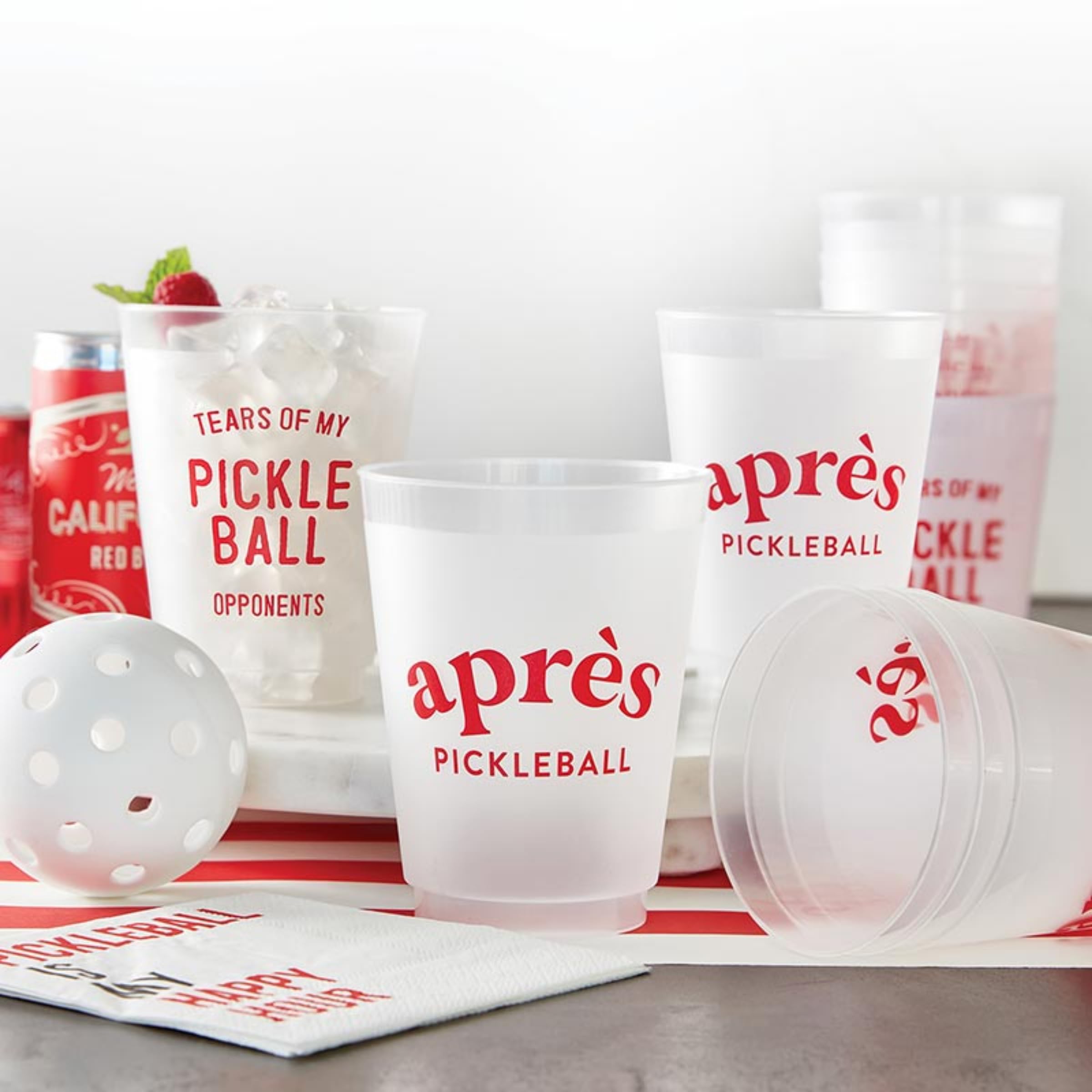 Santa Barbara Design Studio Reusable Plastic Party Cup Pack Frost Flex Cups, 8-Count/16-Ounce, Aprs Pickleball