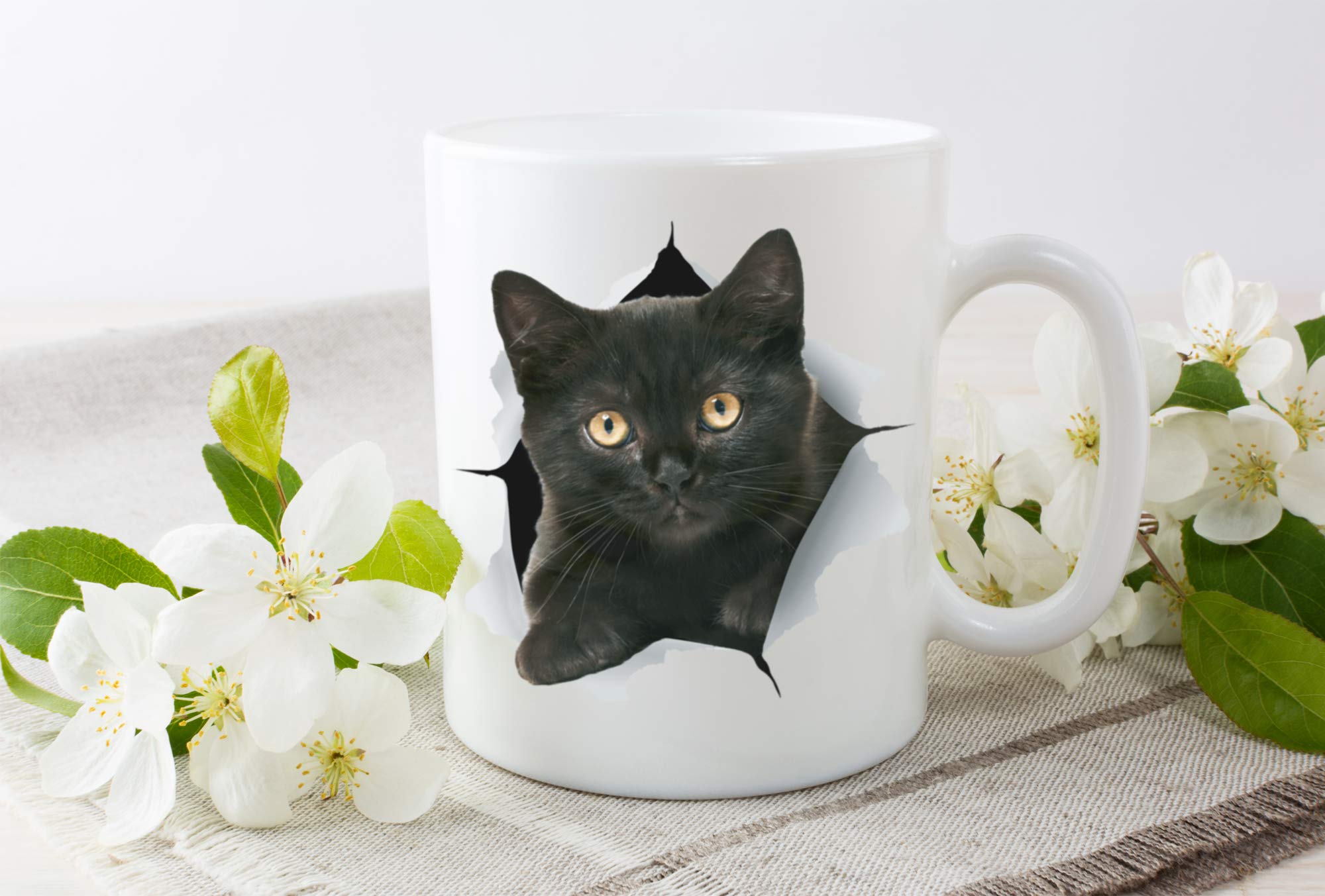 Funny Black Kitten Coffee Mug - Ceramic Funny Cat Mug - Perfect Cat Lover Gift - Cute Novelty Coffee Mug Present - Great Birthda