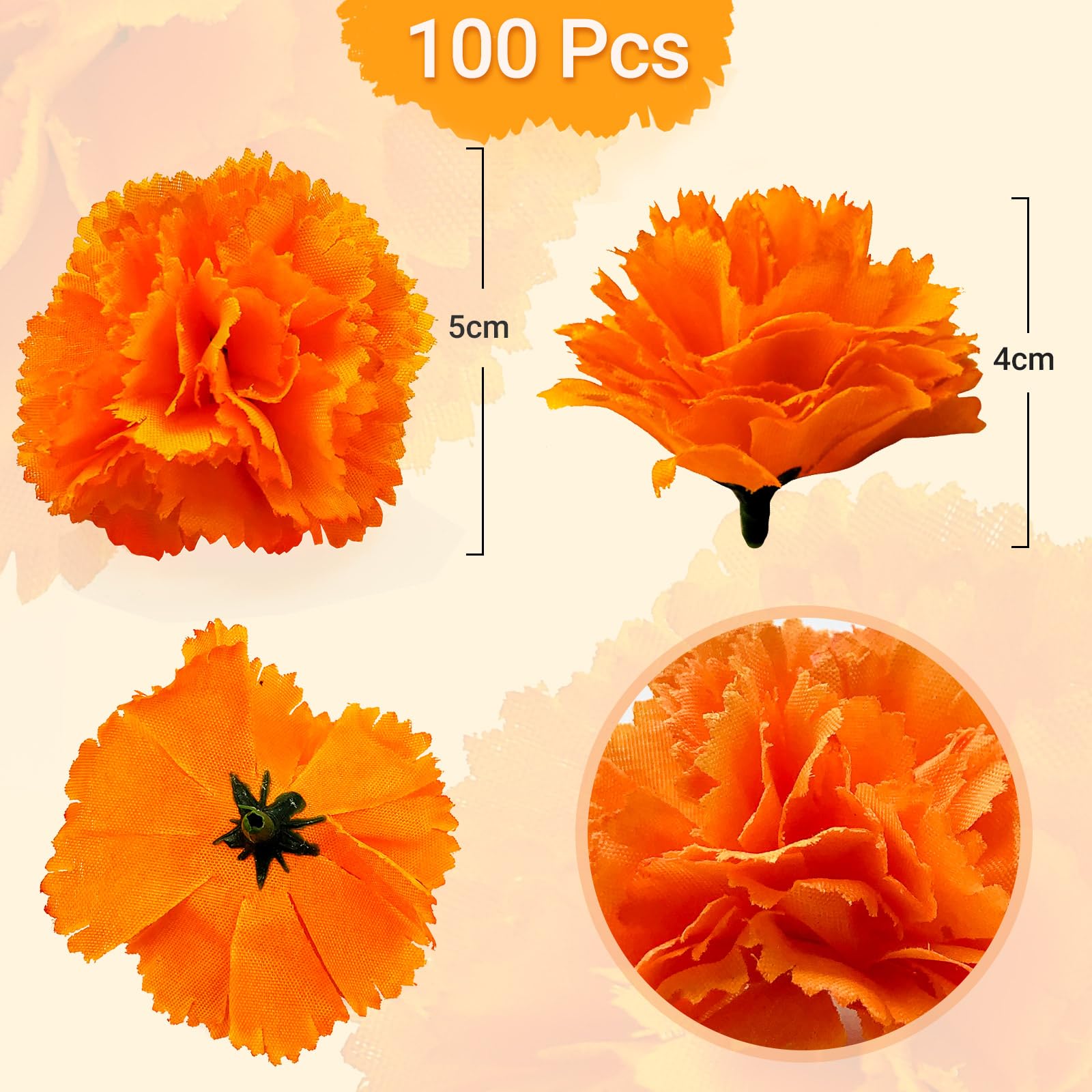 TRvancat Day of The Dead Decorations Set, Include 2 Pack Marigold Garland, 50pcs Silk Marigold Flowers with Stems, 10pcs Butterf