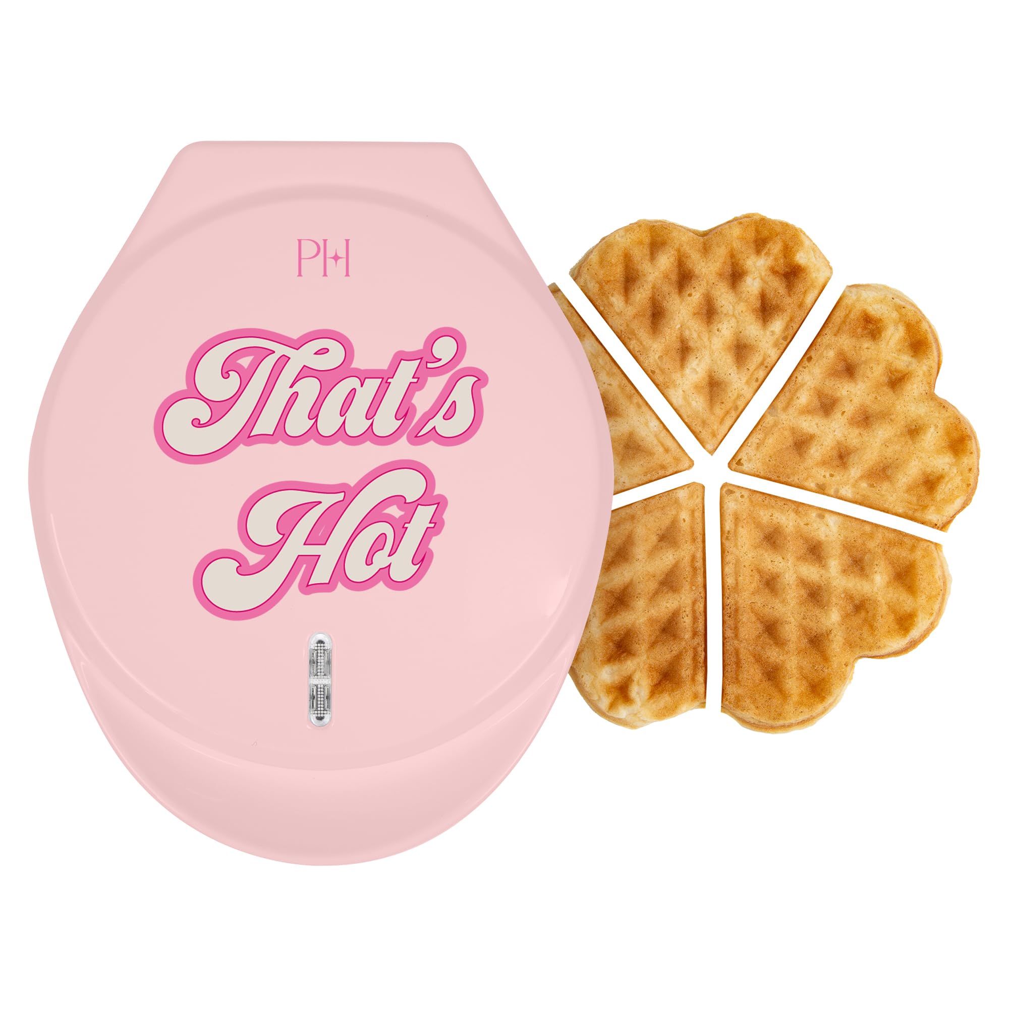 Paris Hilton Heart Waffle Maker, Makes 5 Mini Heart Shaped Waffles or 1 Individual Waffle, Easy to Clean 6 Nonstick Plates, Made
