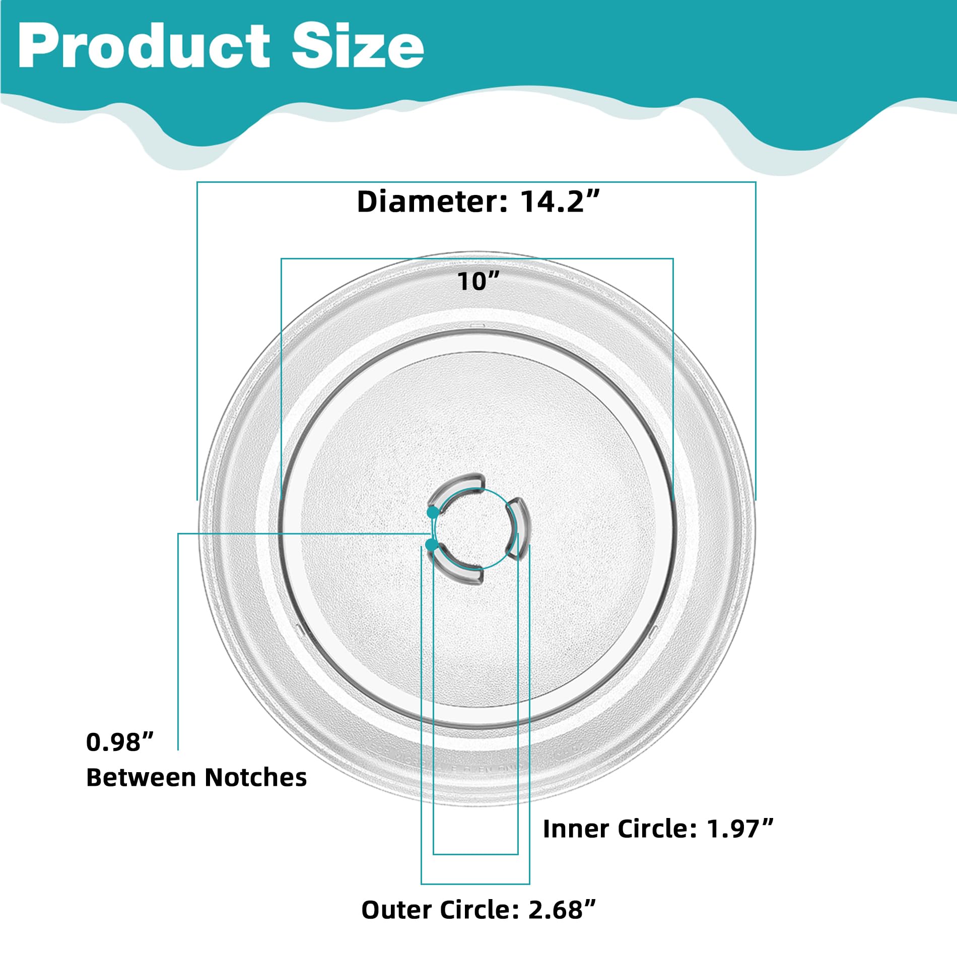 Gemroom 14.2'' Microwave Glass Plate For Samsung Microwave Plate Replacement Microwave Glass Plate For Whirlpool Microwave Glass