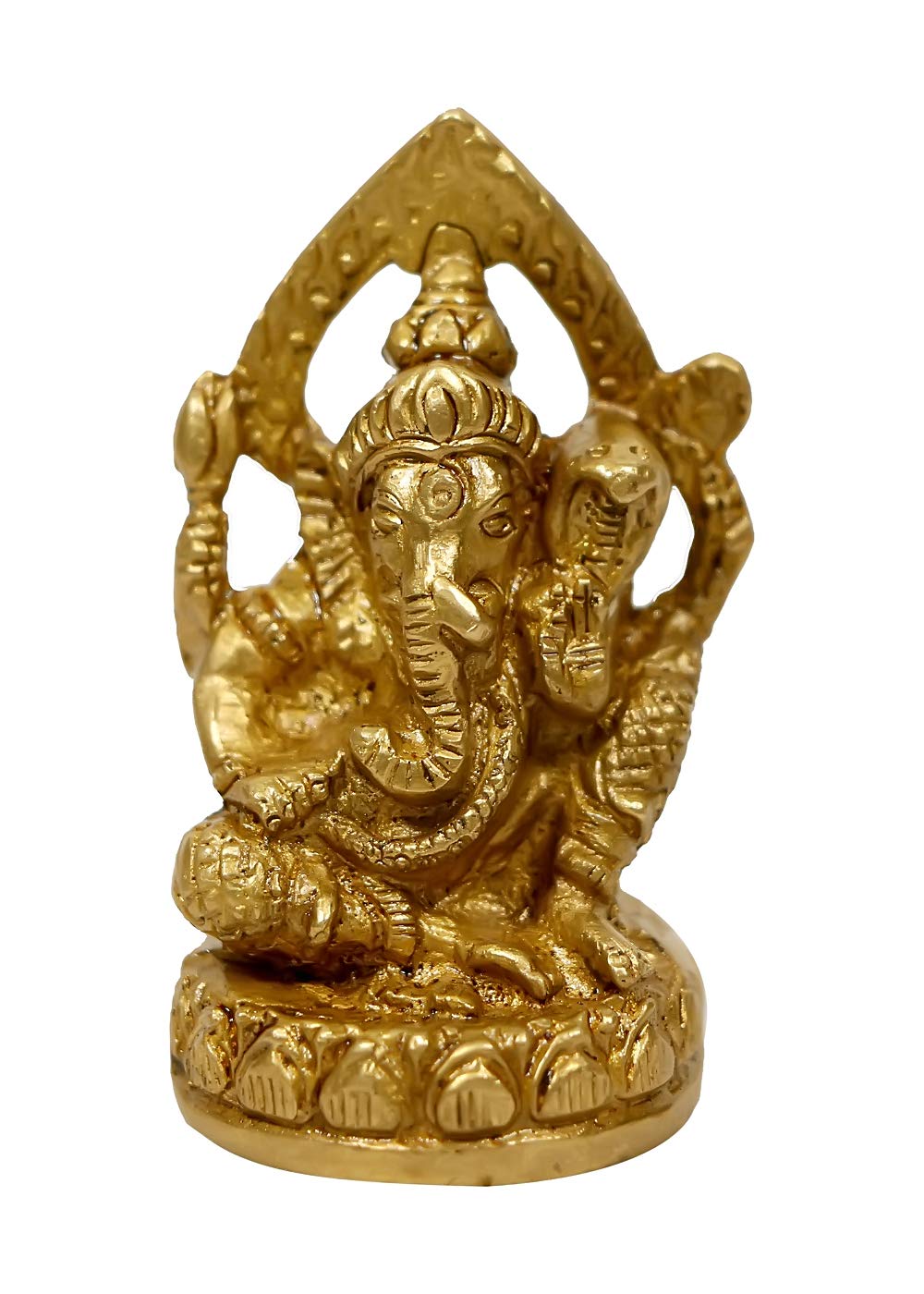 Crafthut Brass Statue Of Lord Ganesh (Ganapati) For Blessing, Health, Happiness - (Dimension Lxbxh - 1X1X2) Inches