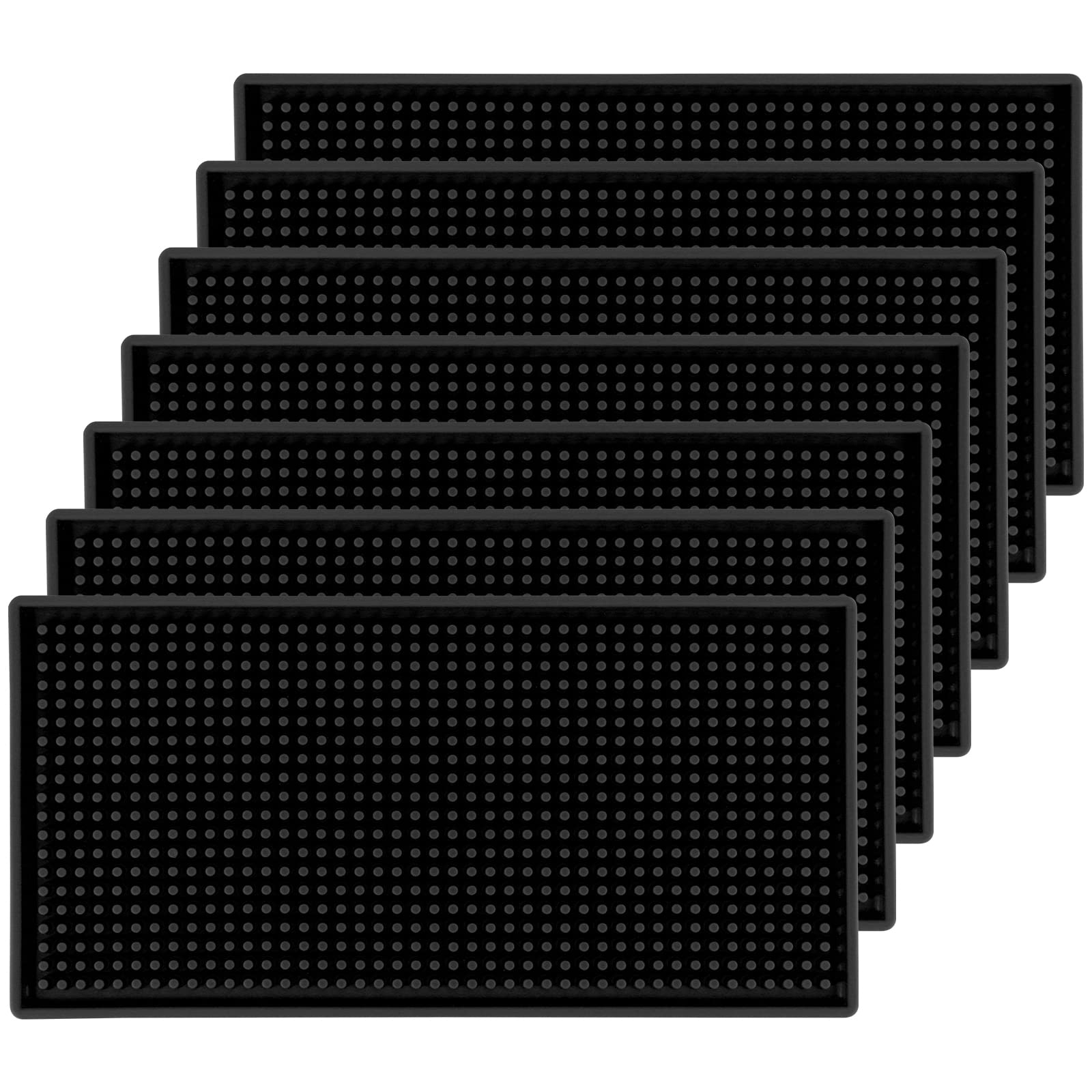 Hozeon 7 Pack 12 X 6 Inch Rubber Bar Service Mat, Non Slip Rubber Bar Spill Mat, Thick Black Bar Mats For Countertop, Bar, Kitch