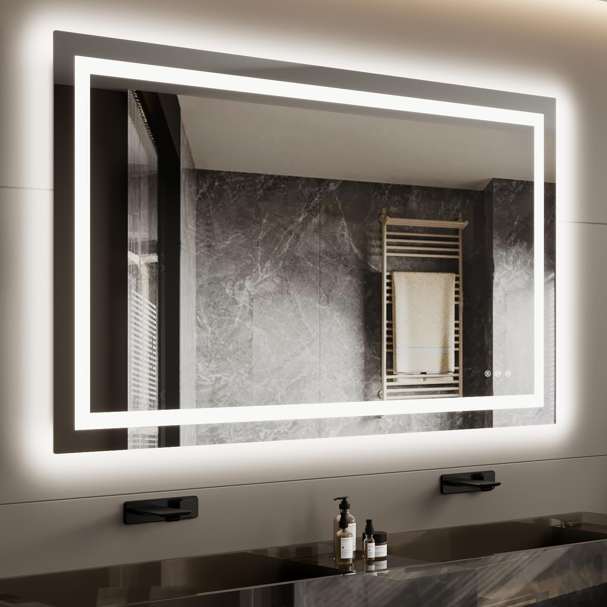 40x32 LED Vanity Mirror for Bathroom, Dual Backlit & Front Lighting, 3CCT Dimmable, Anti-Fog, Shatterproof Tempered Glass, ETL C
