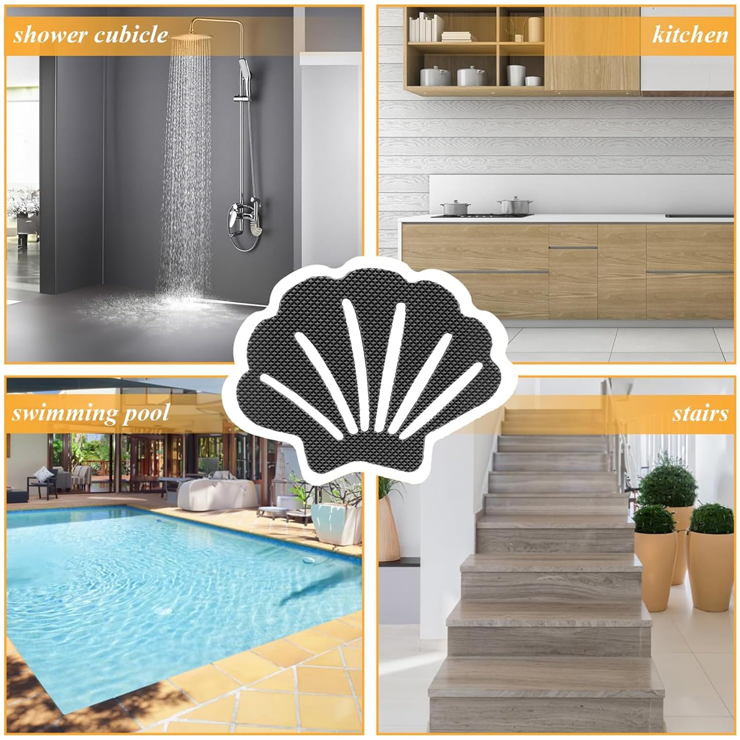 Coufce Bathtub Stickers Non Slip, Shell Shaped Tubs Safety Shower Treads, Adhesive Sticker For Bathroom Bathtub, Shower Floor,Gr